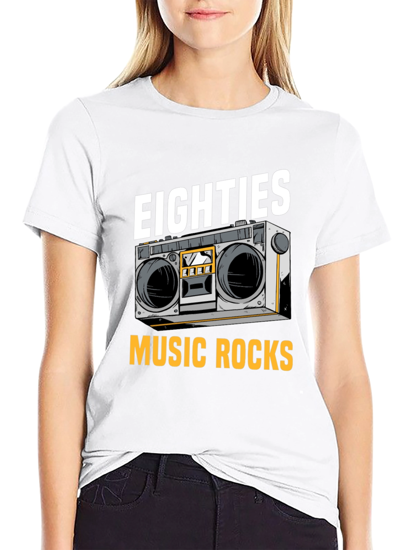 Eighties Music Rocks T-Shirt Retro Boombox