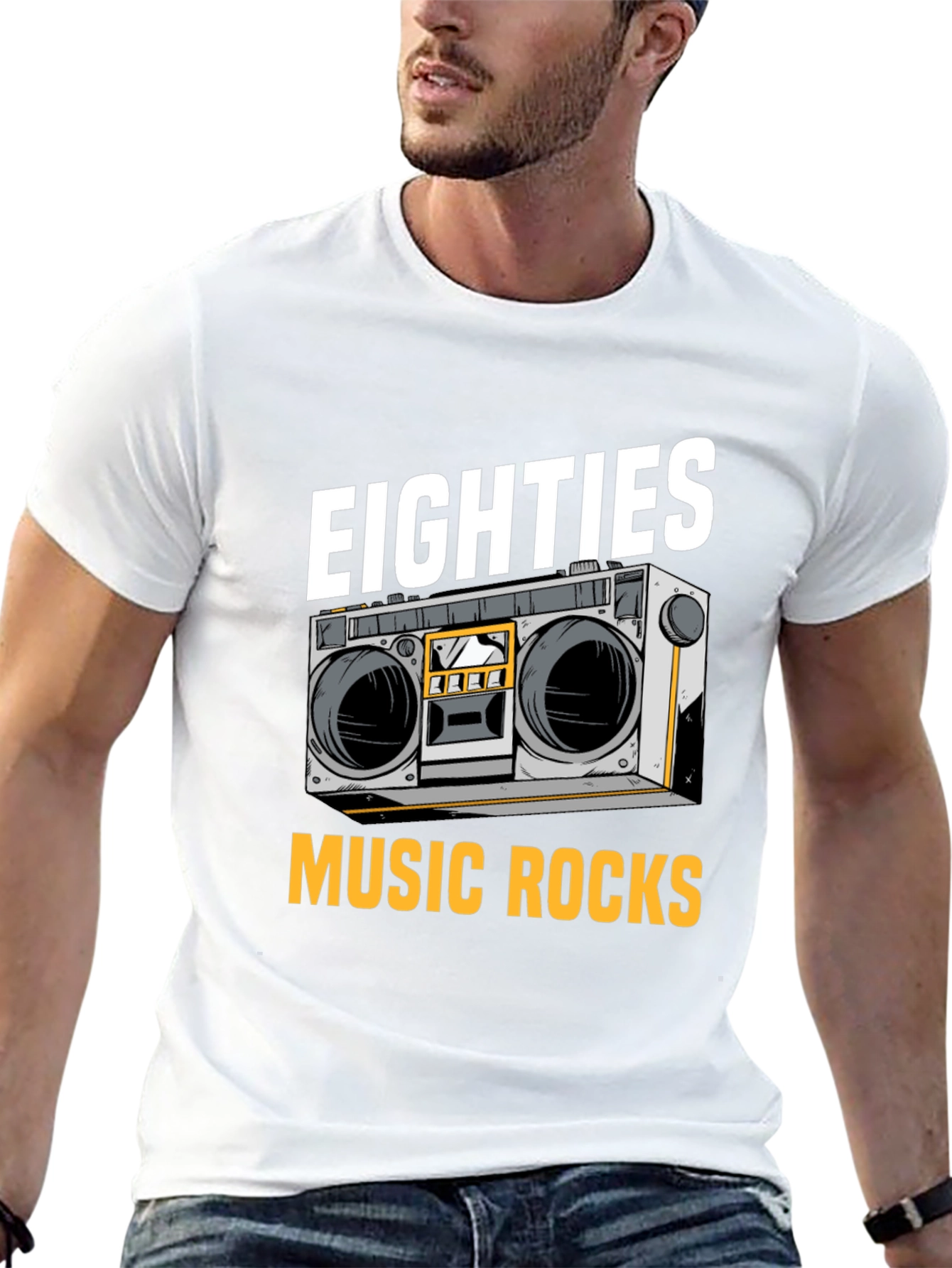 Eighties Music Rocks T-Shirt Retro Boombox