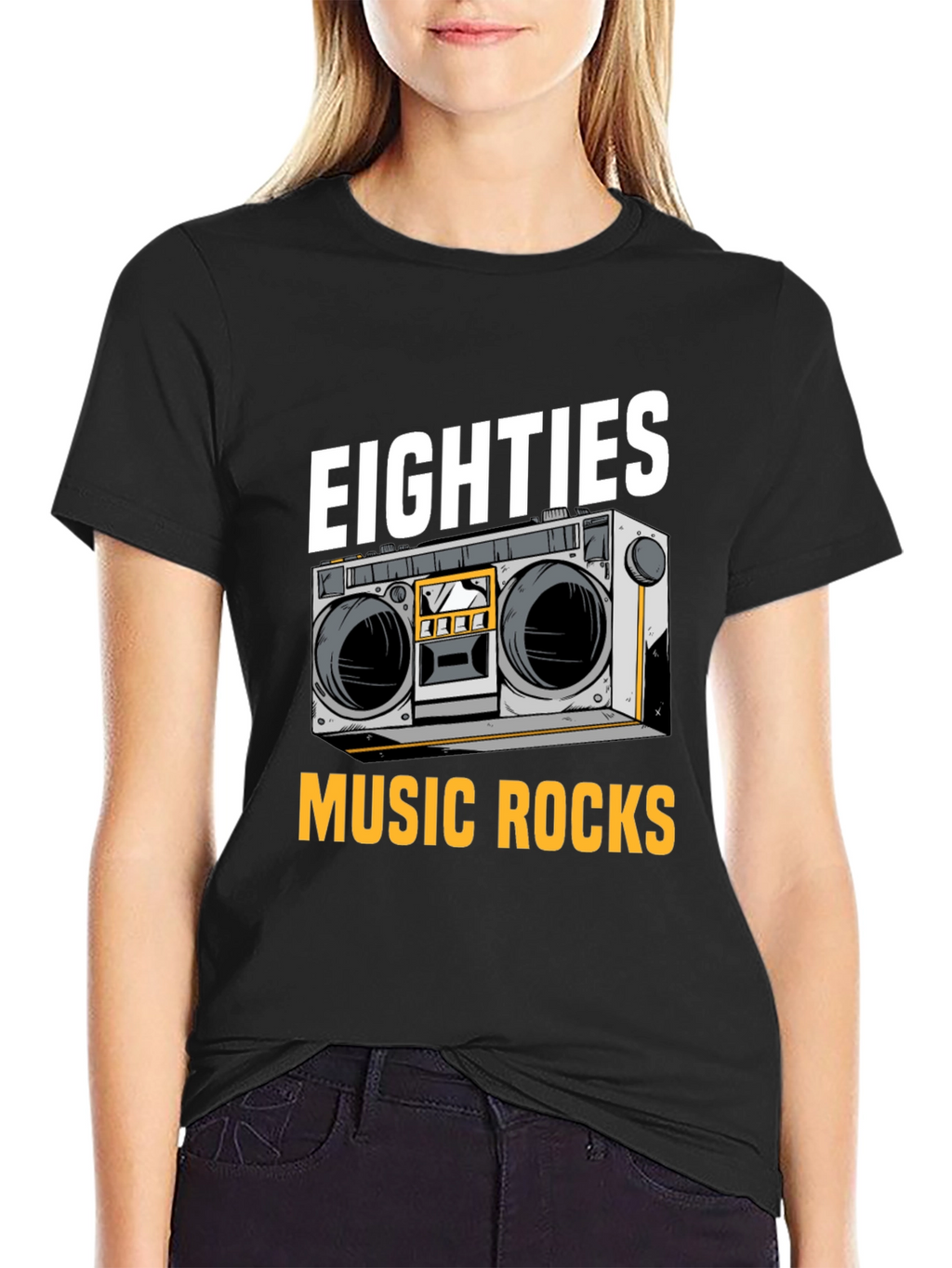 Eighties Music Rocks T-Shirt Retro Boombox