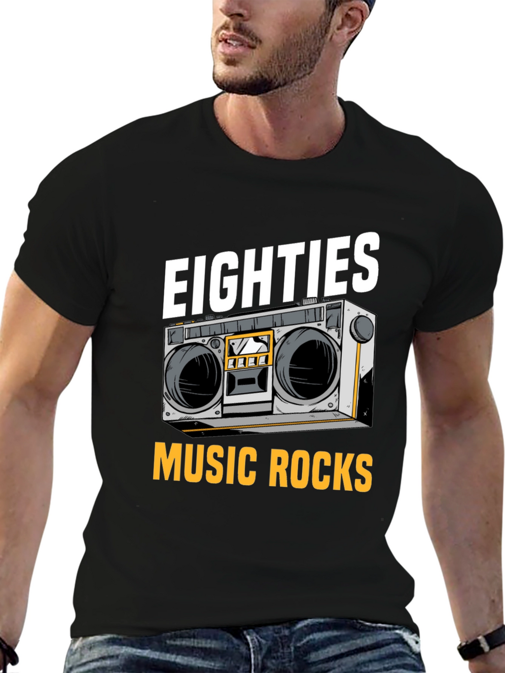 Eighties Music Rocks T-Shirt Retro Boombox