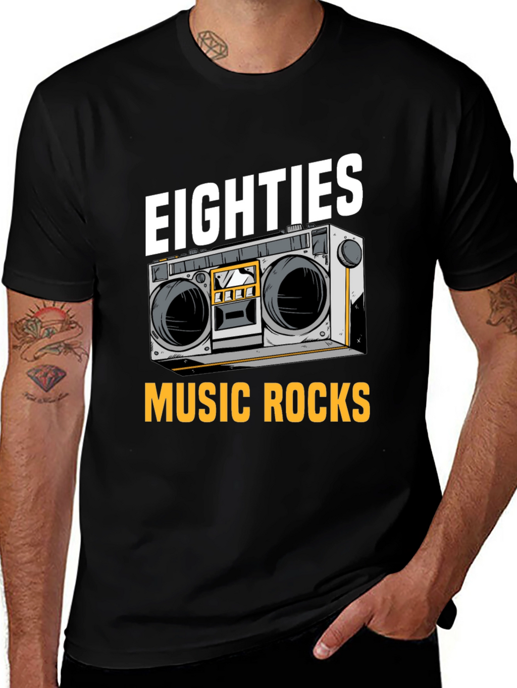 Eighties Music Rocks T-Shirt Retro Boombox
