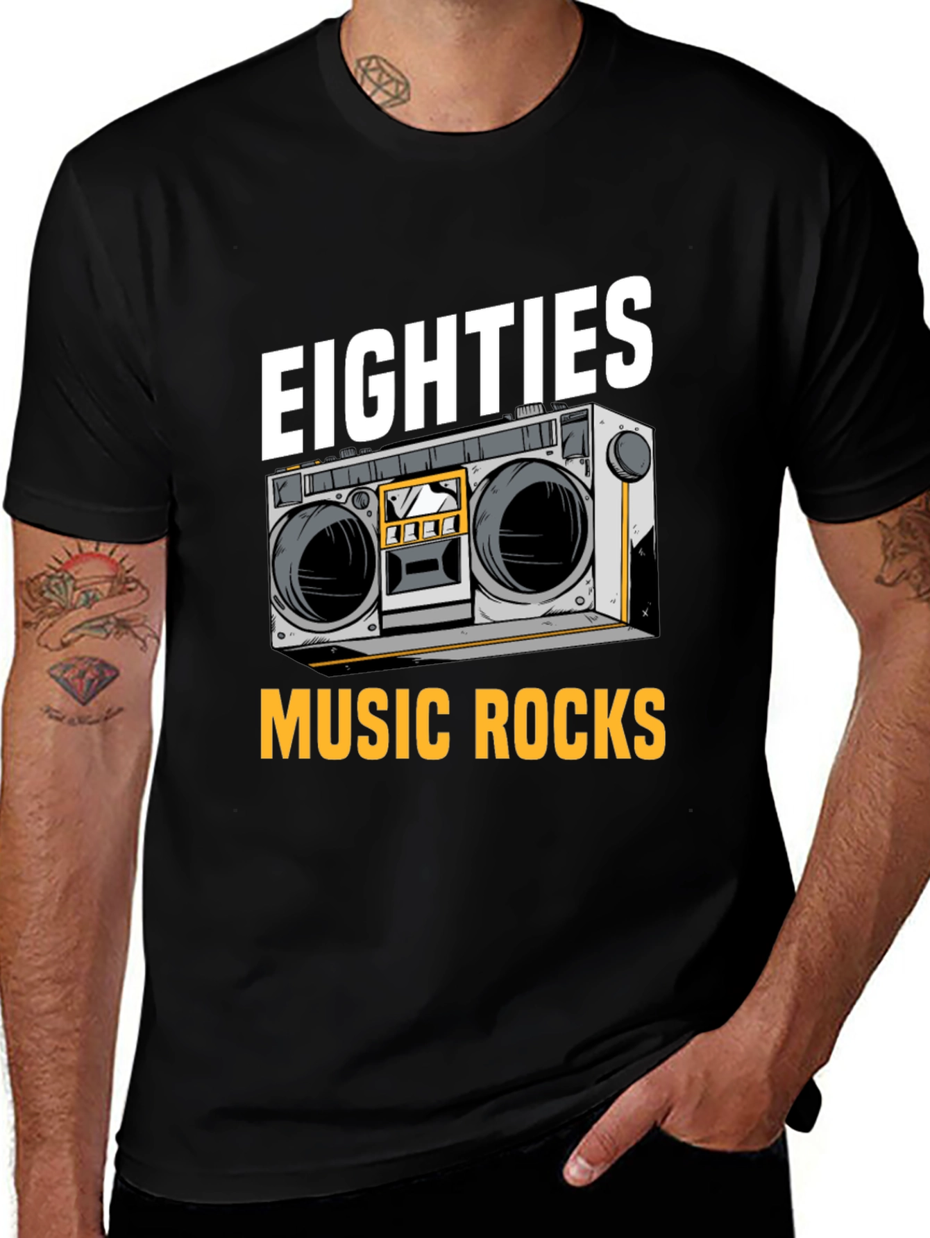 Eighties Music Rocks T-Shirt Retro Boombox