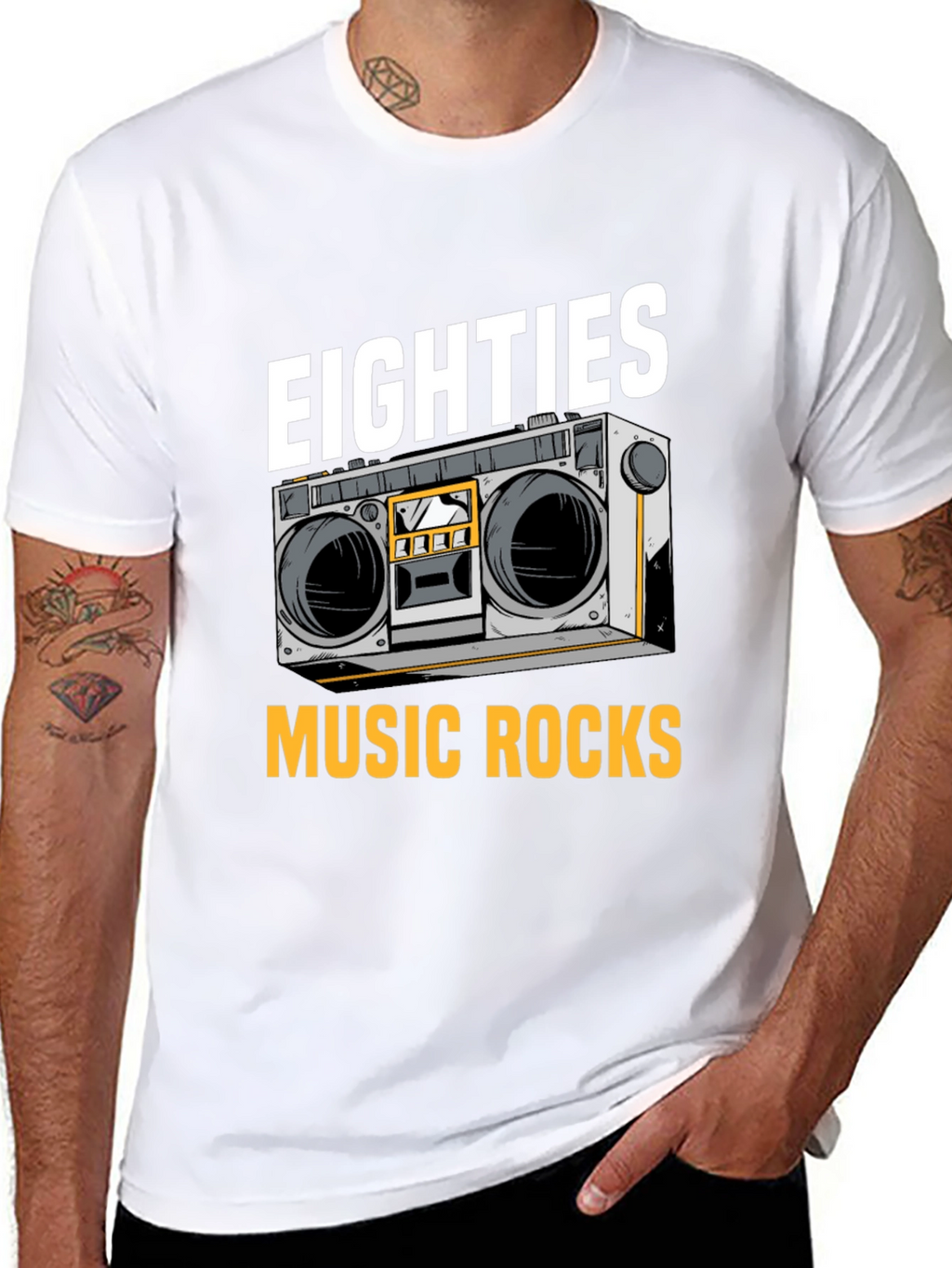 Eighties Music Rocks T-Shirt Retro Boombox
