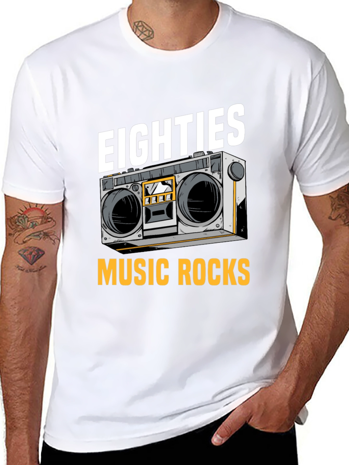 Eighties Music Rocks T-Shirt Retro Boombox