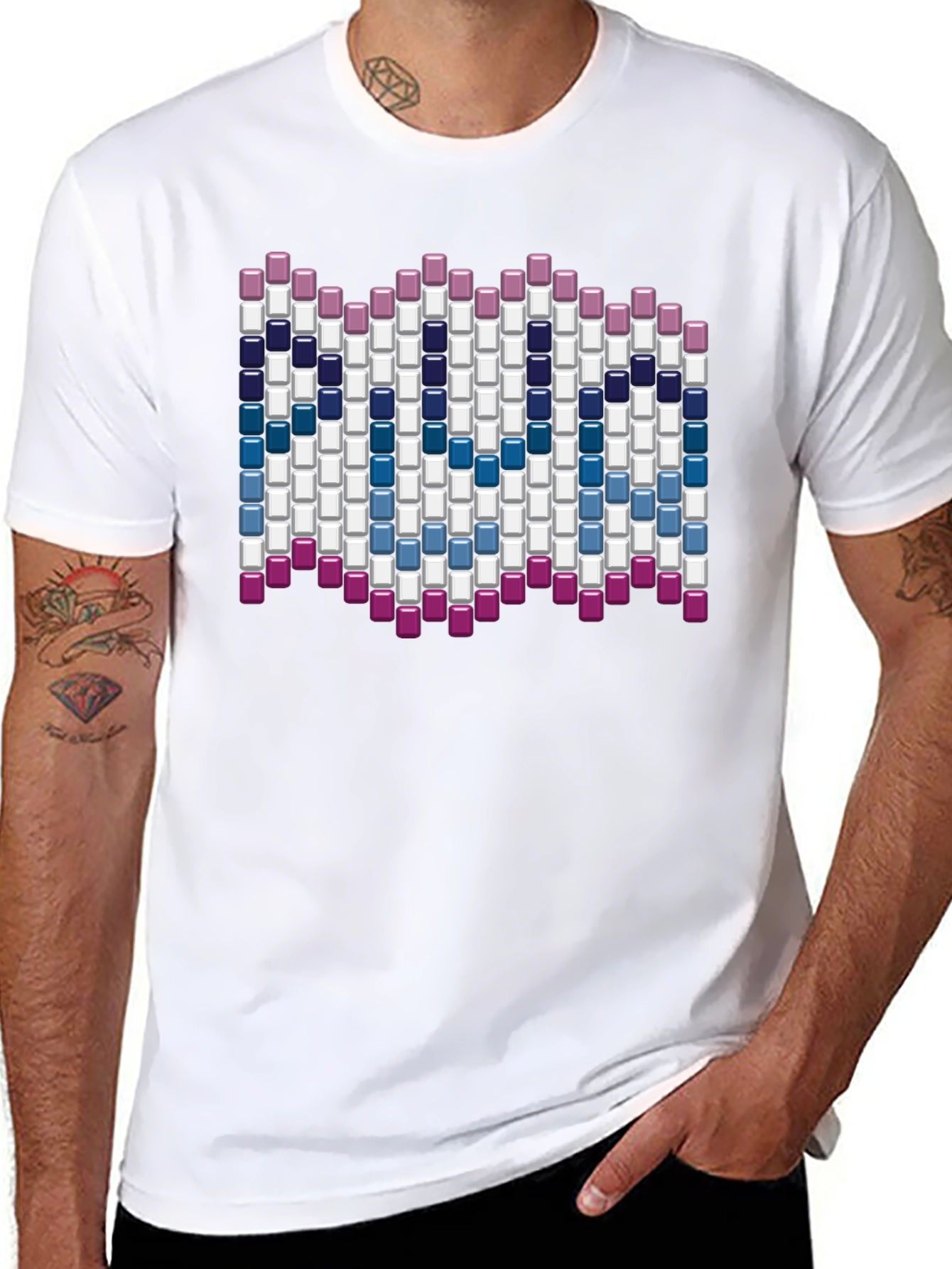 Abstract Block Pattern Graphic Tee - Black