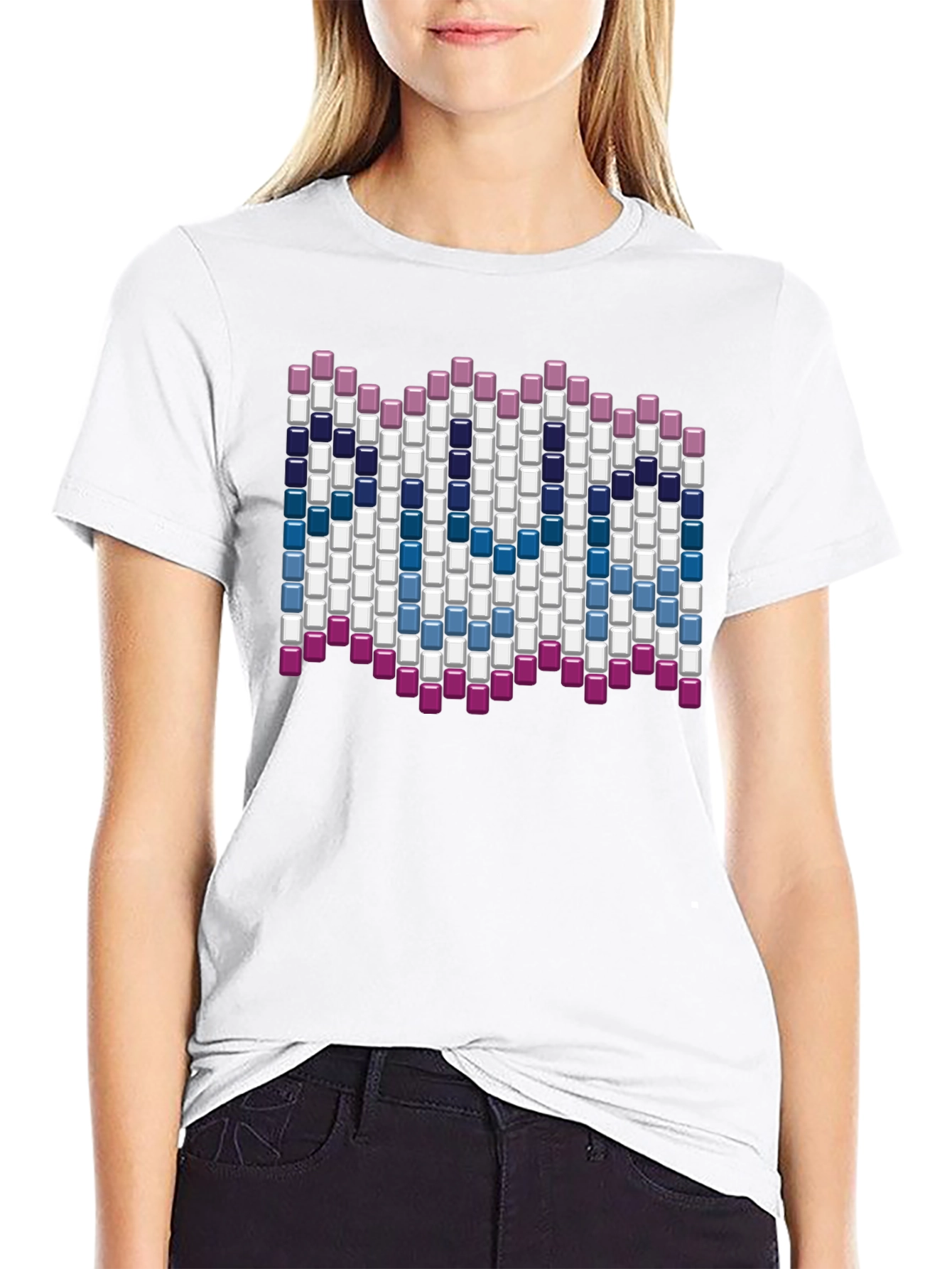 Abstract Block Pattern Graphic Tee - Black