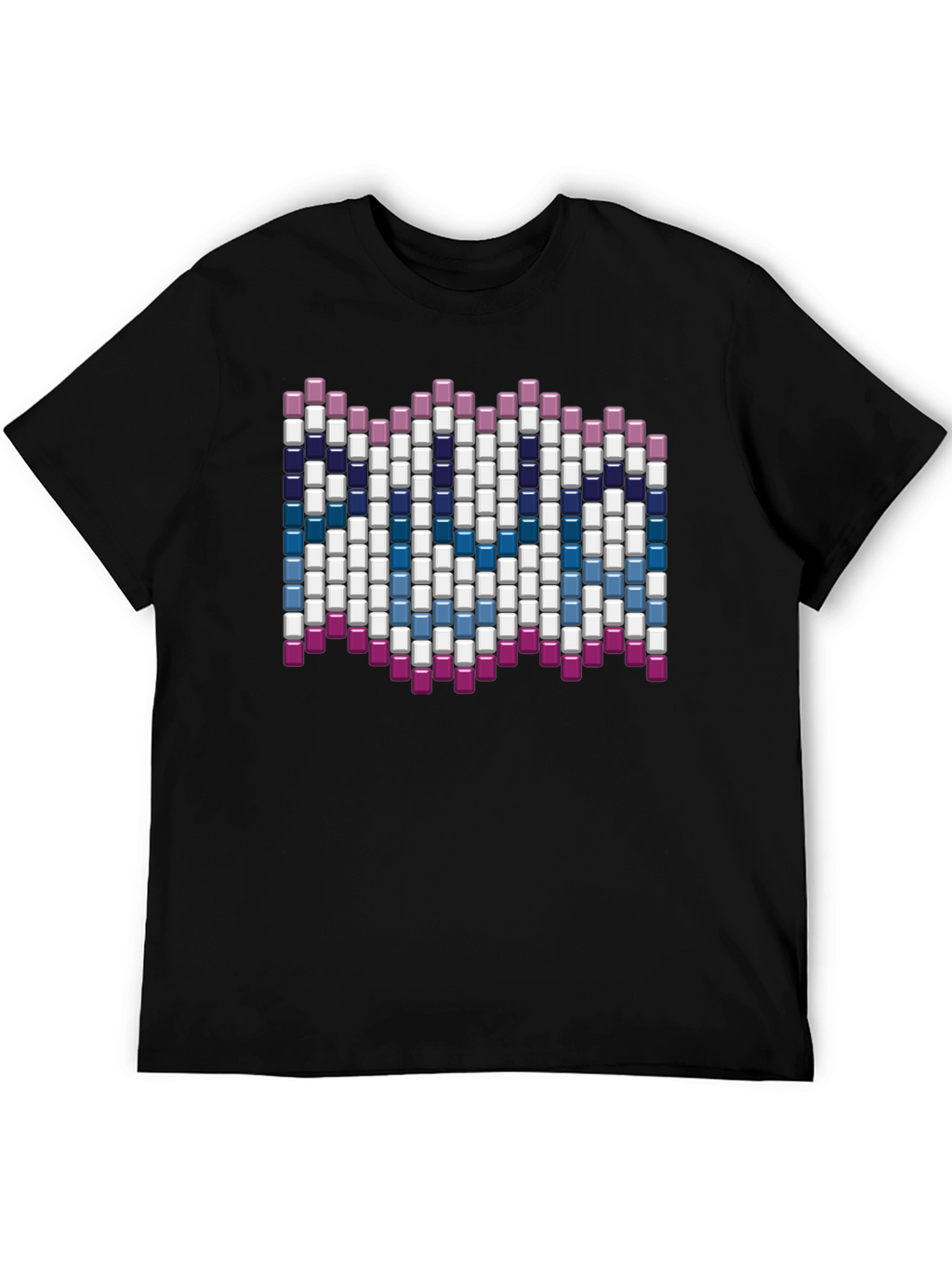 Abstract Block Pattern Graphic Tee - Black