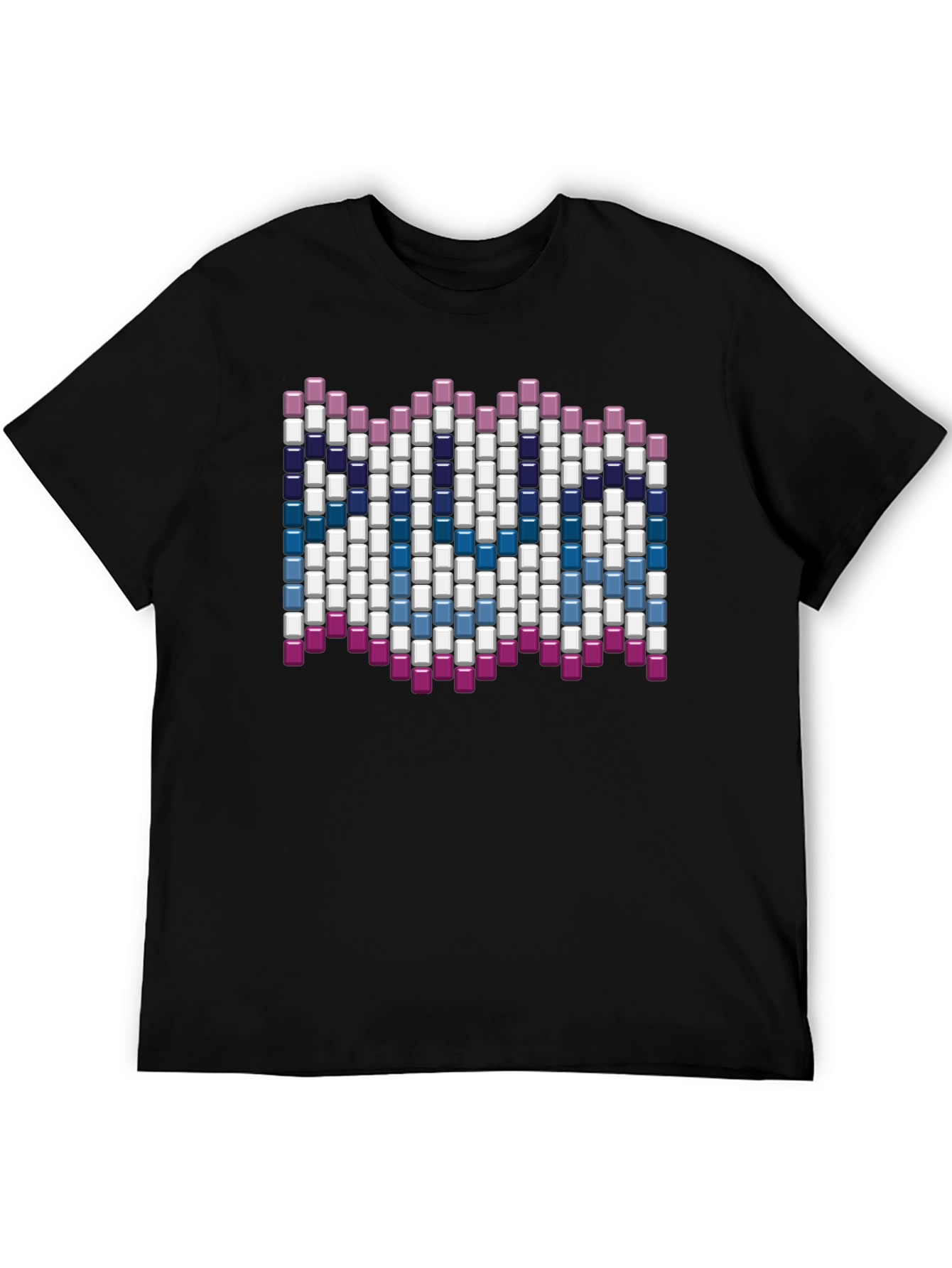 Abstract Block Pattern Graphic Tee - Black