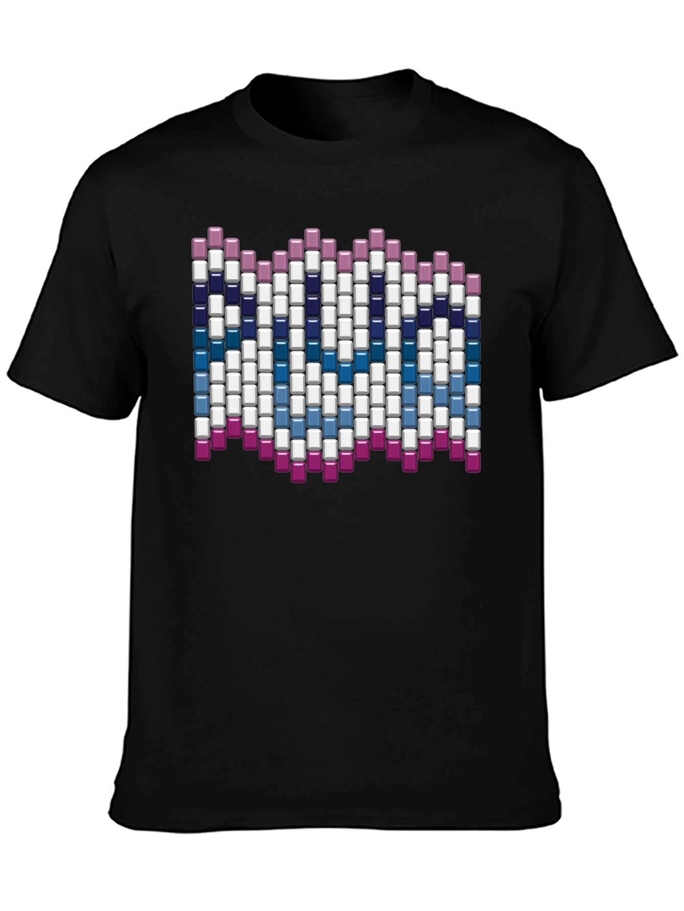 Abstract Block Pattern Graphic Tee - Black