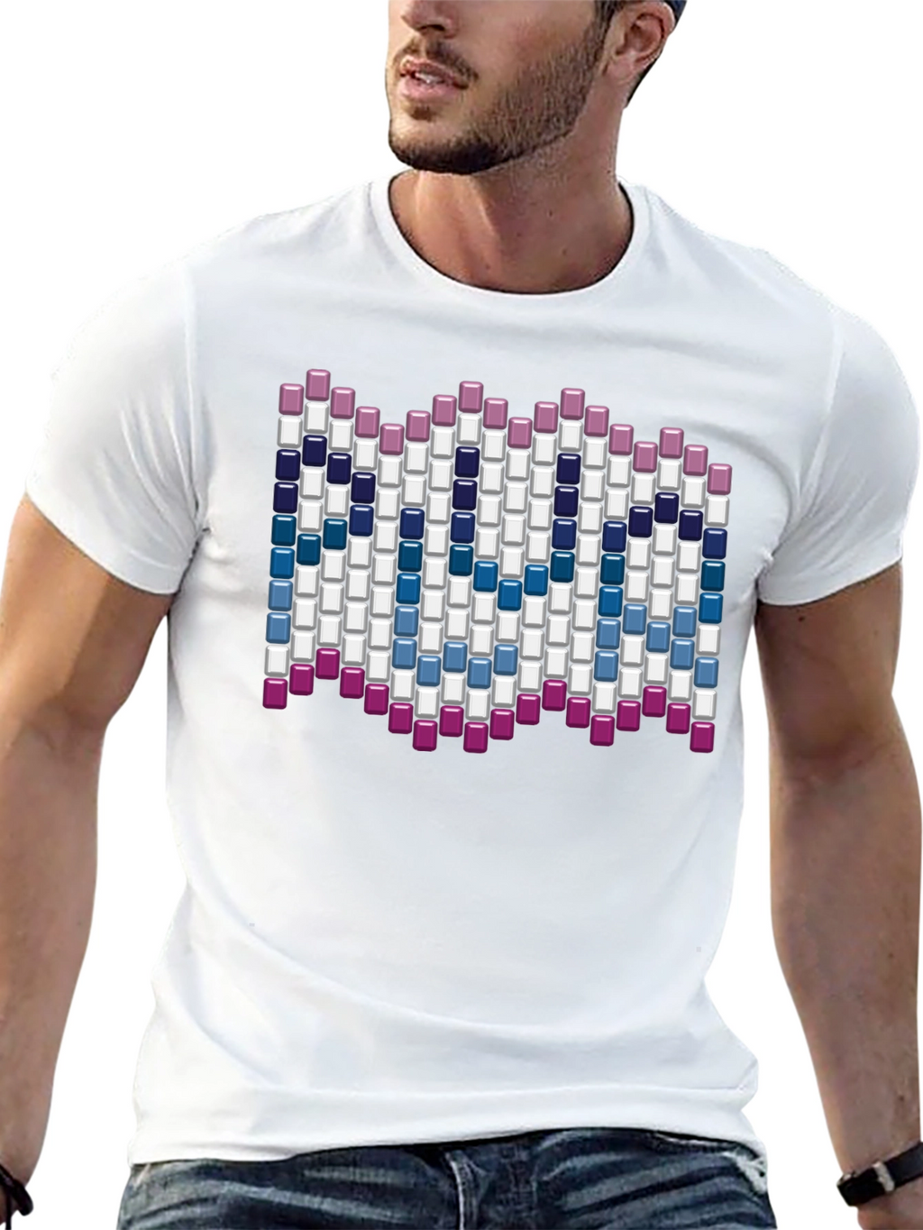 Abstract Block Pattern Graphic Tee - Black