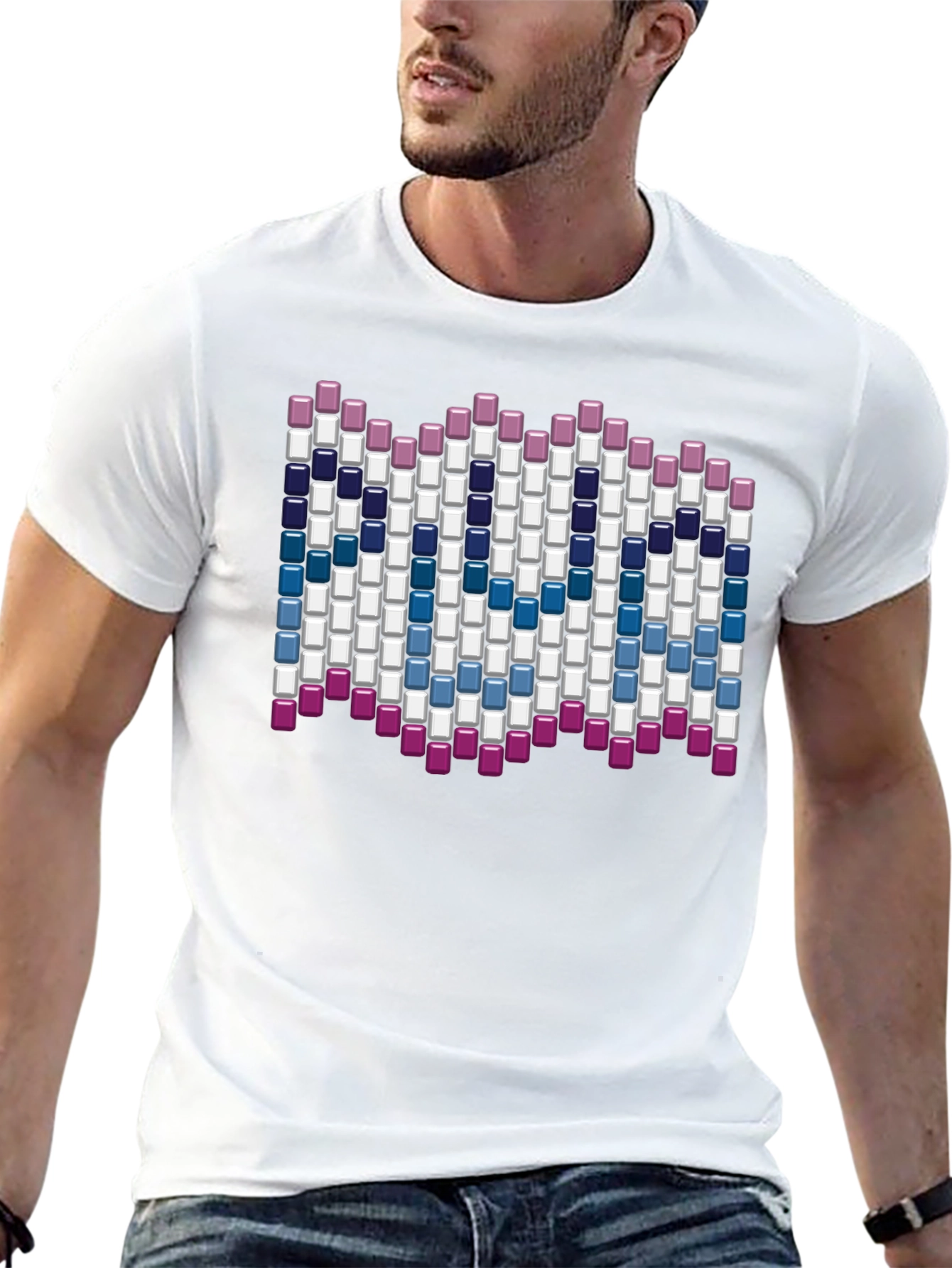 Abstract Block Pattern Graphic Tee - Black