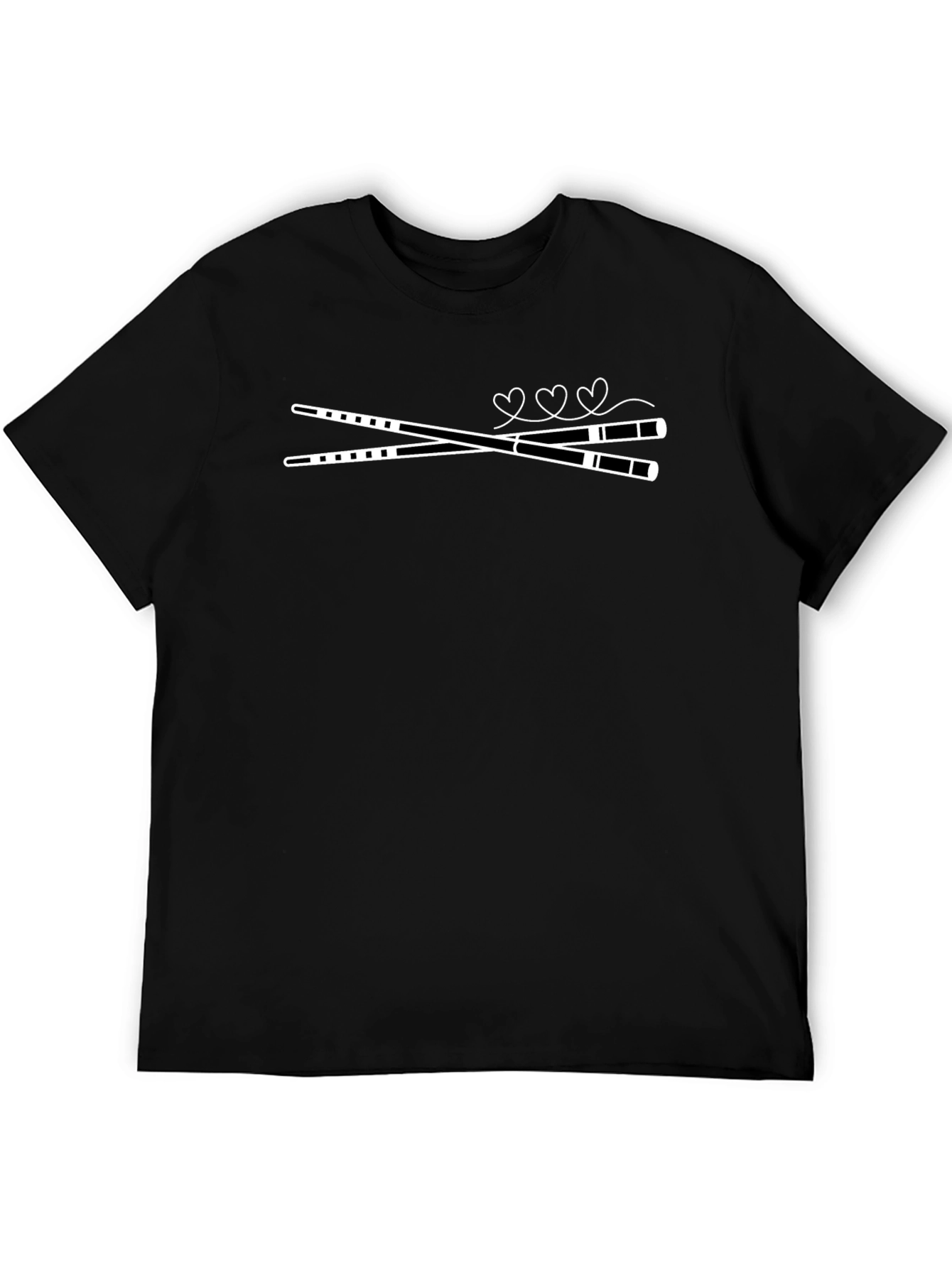 Chopsticks & Hearts Graphic Tee - Black Casual Shirt