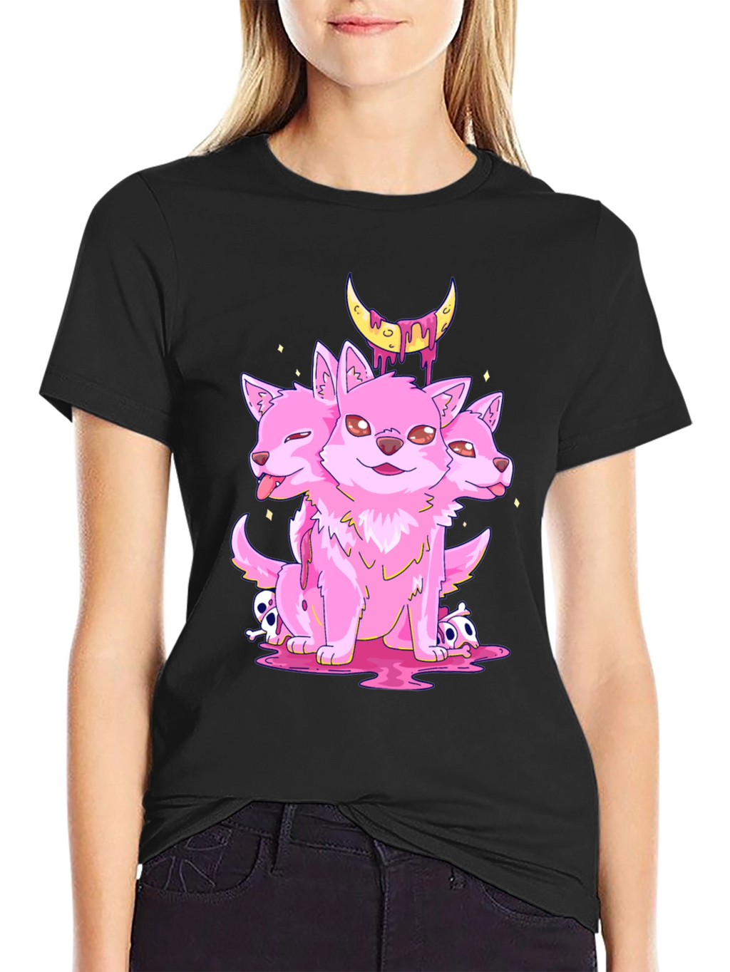 Three-Headed Puppy Moon Graphic Tee