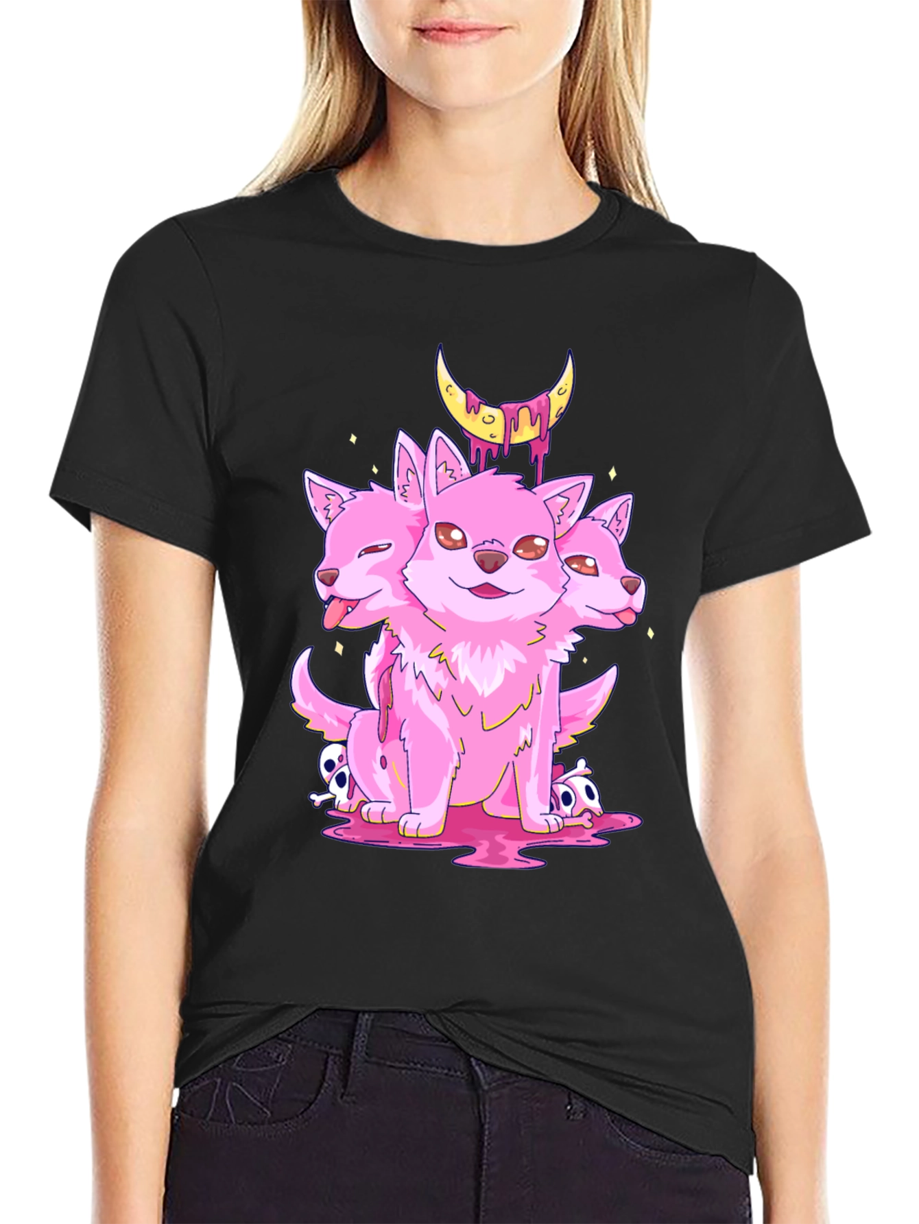 Three-Headed Puppy Moon Graphic Tee