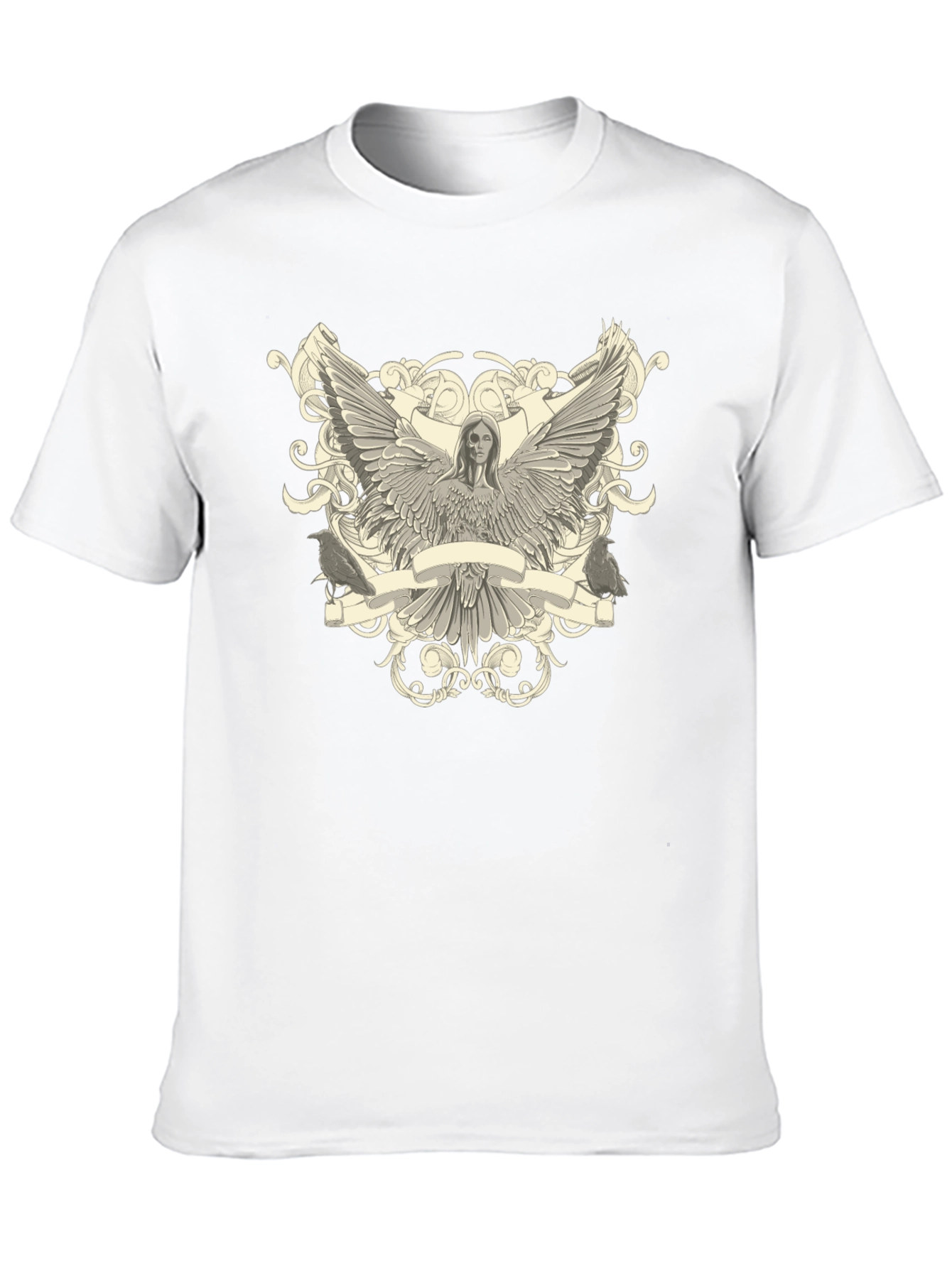Angel Winged Graphic Print Black Tee