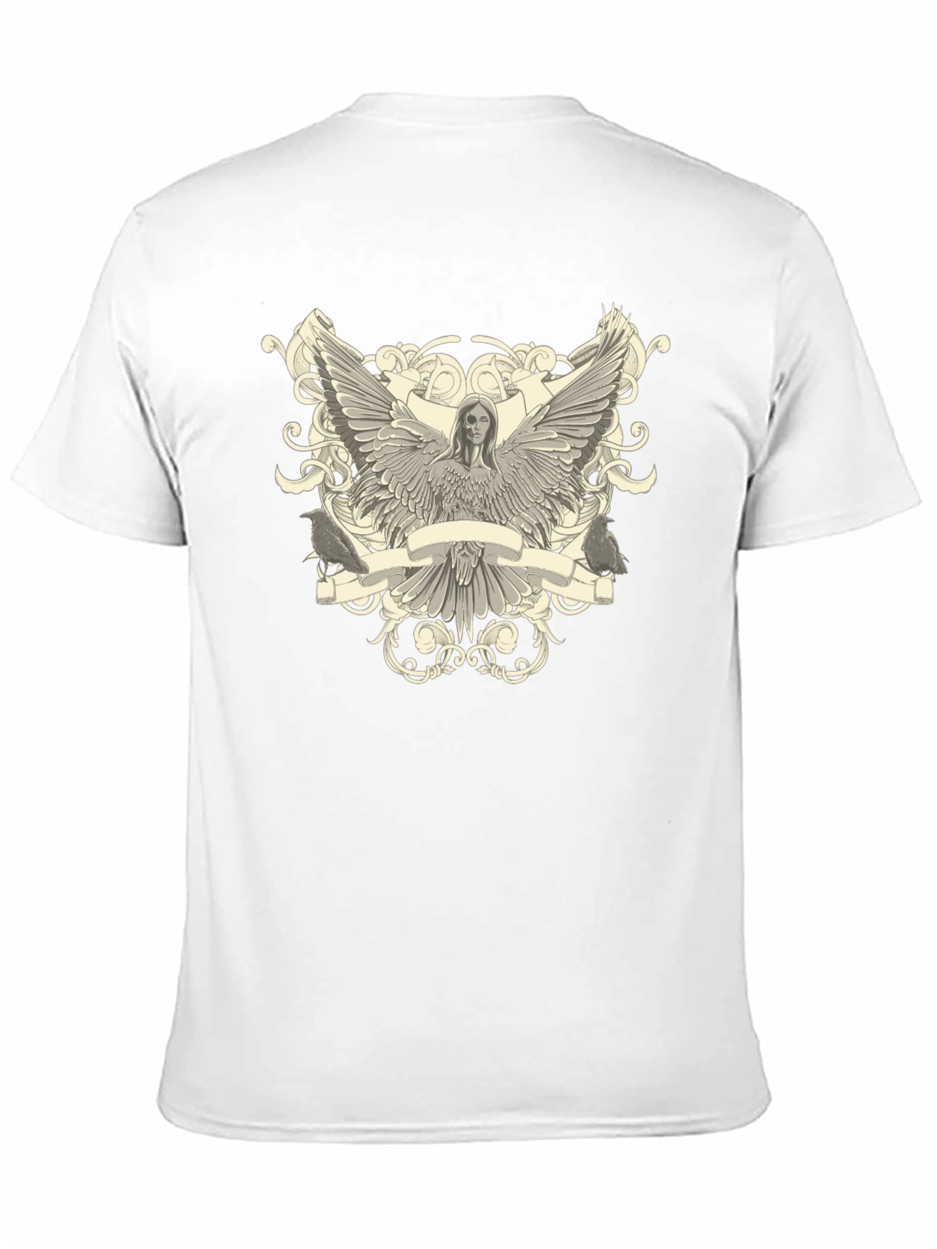 Angel Winged Graphic Print Black Tee