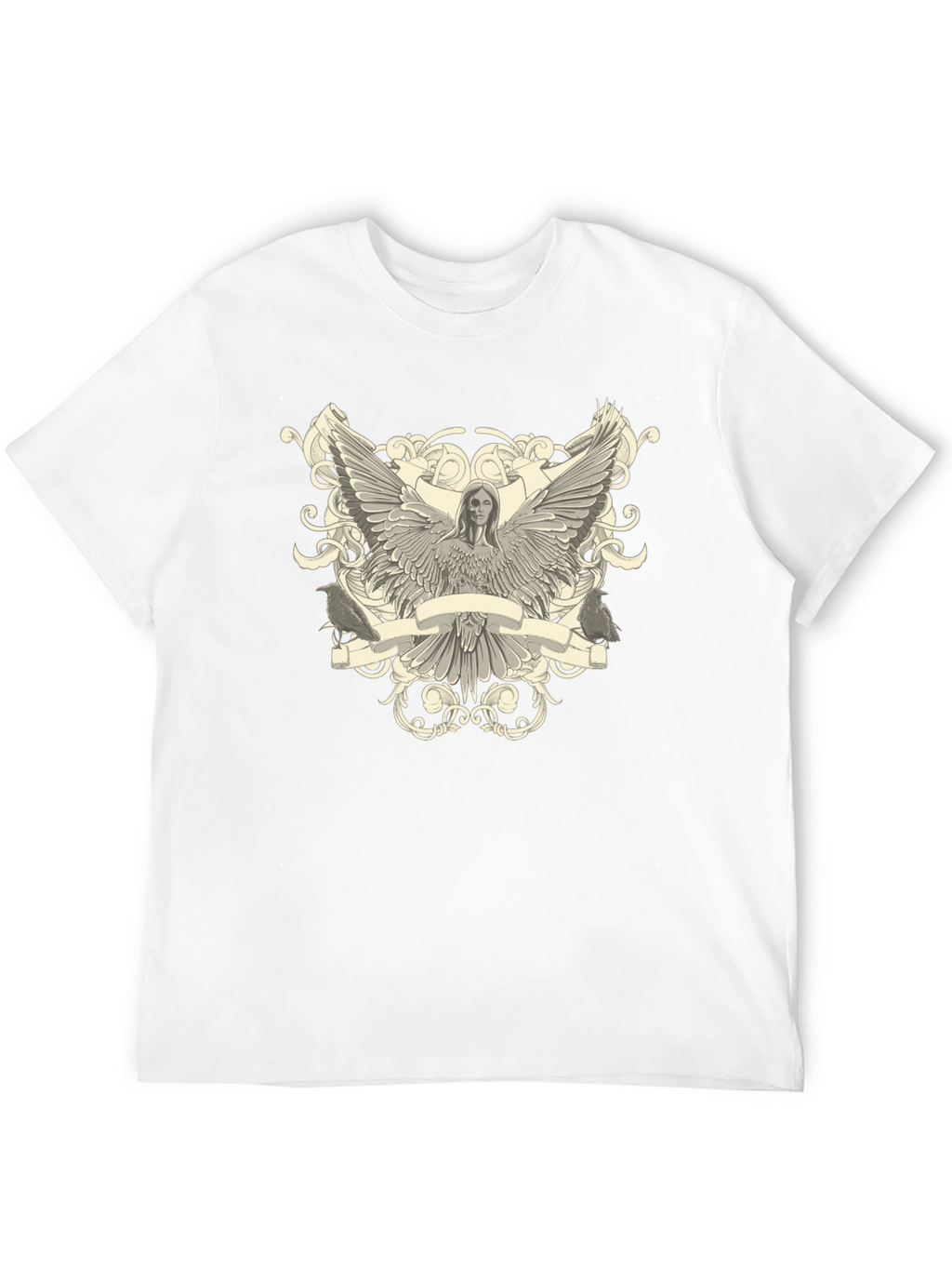 Angel Winged Graphic Print Black Tee