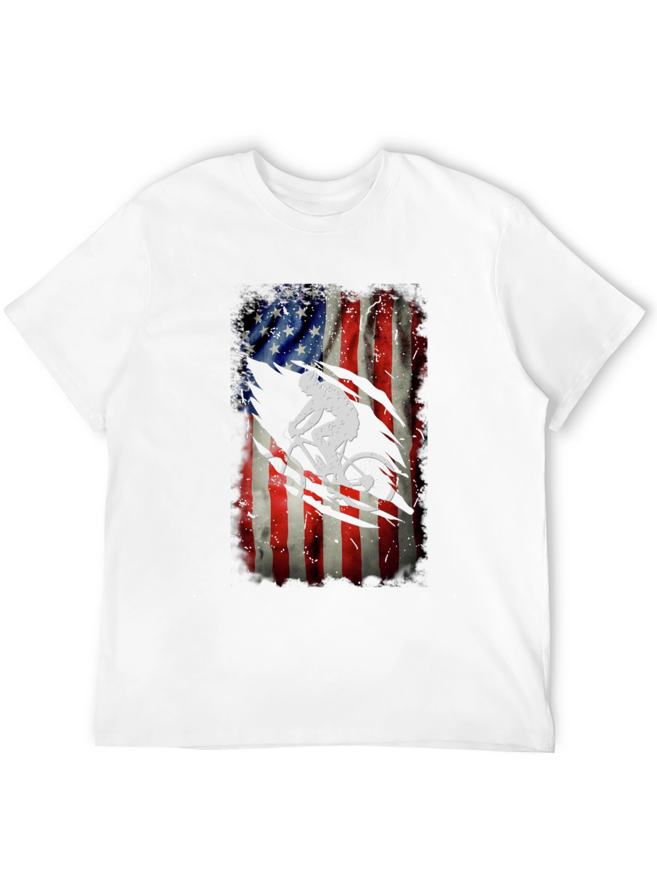 American Flag Biker Graphic Tee - Patriotic Cycling Shirt