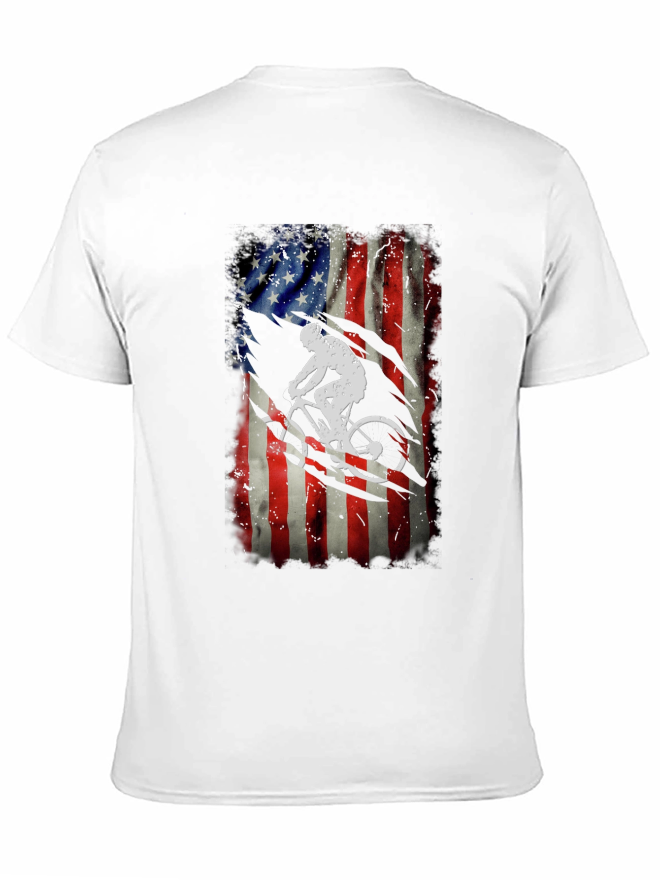 American Flag Biker Graphic Tee - Patriotic Cycling Shirt