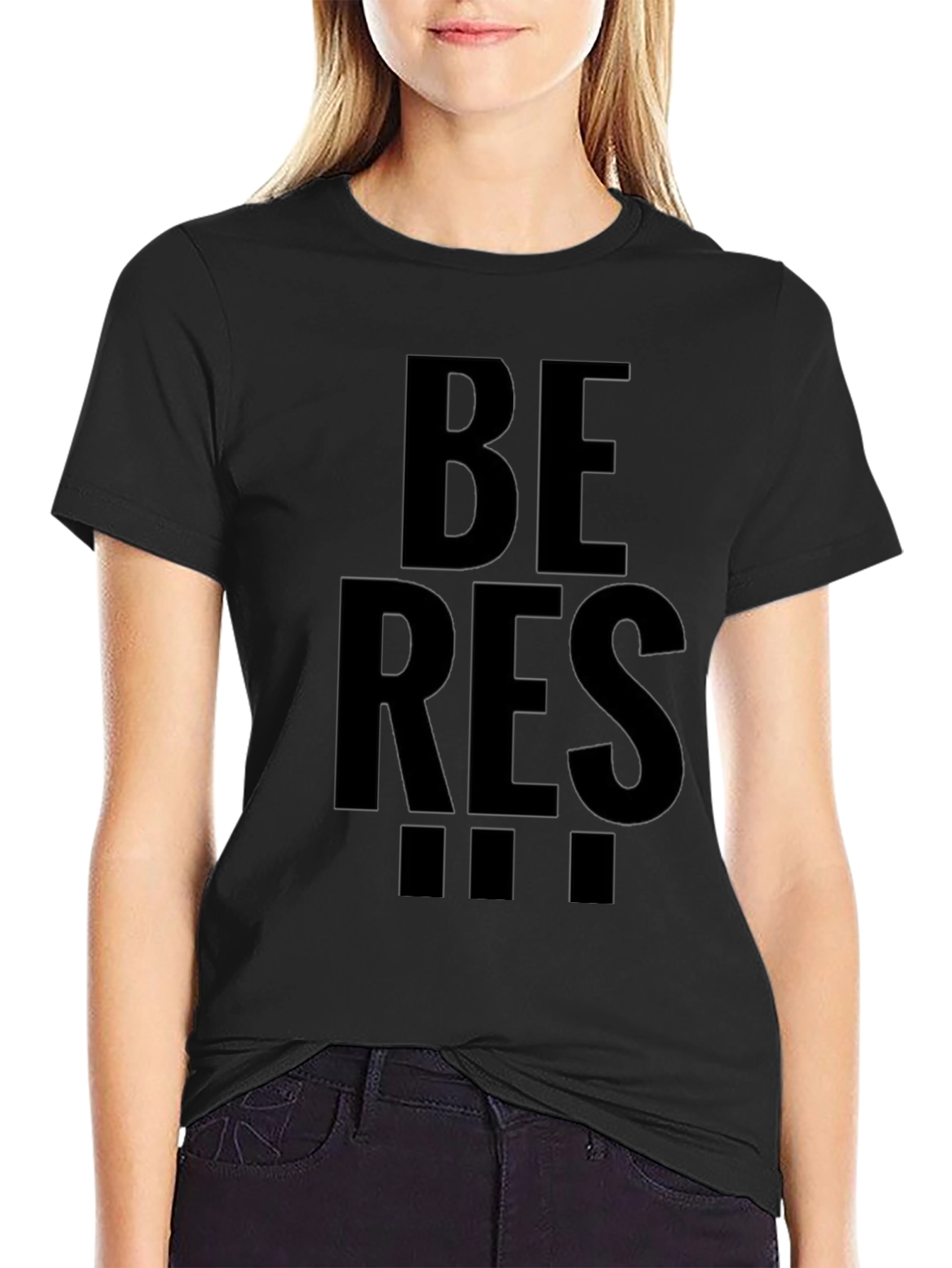 Be Res!!! Mens Black Graphic T-Shirt