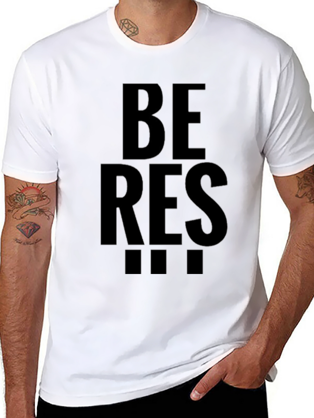 Be Res!!! Mens Black Graphic T-Shirt