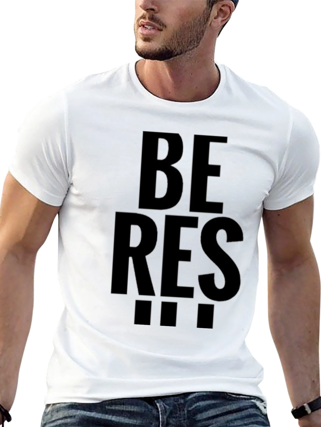 Be Res!!! Mens Black Graphic T-Shirt
