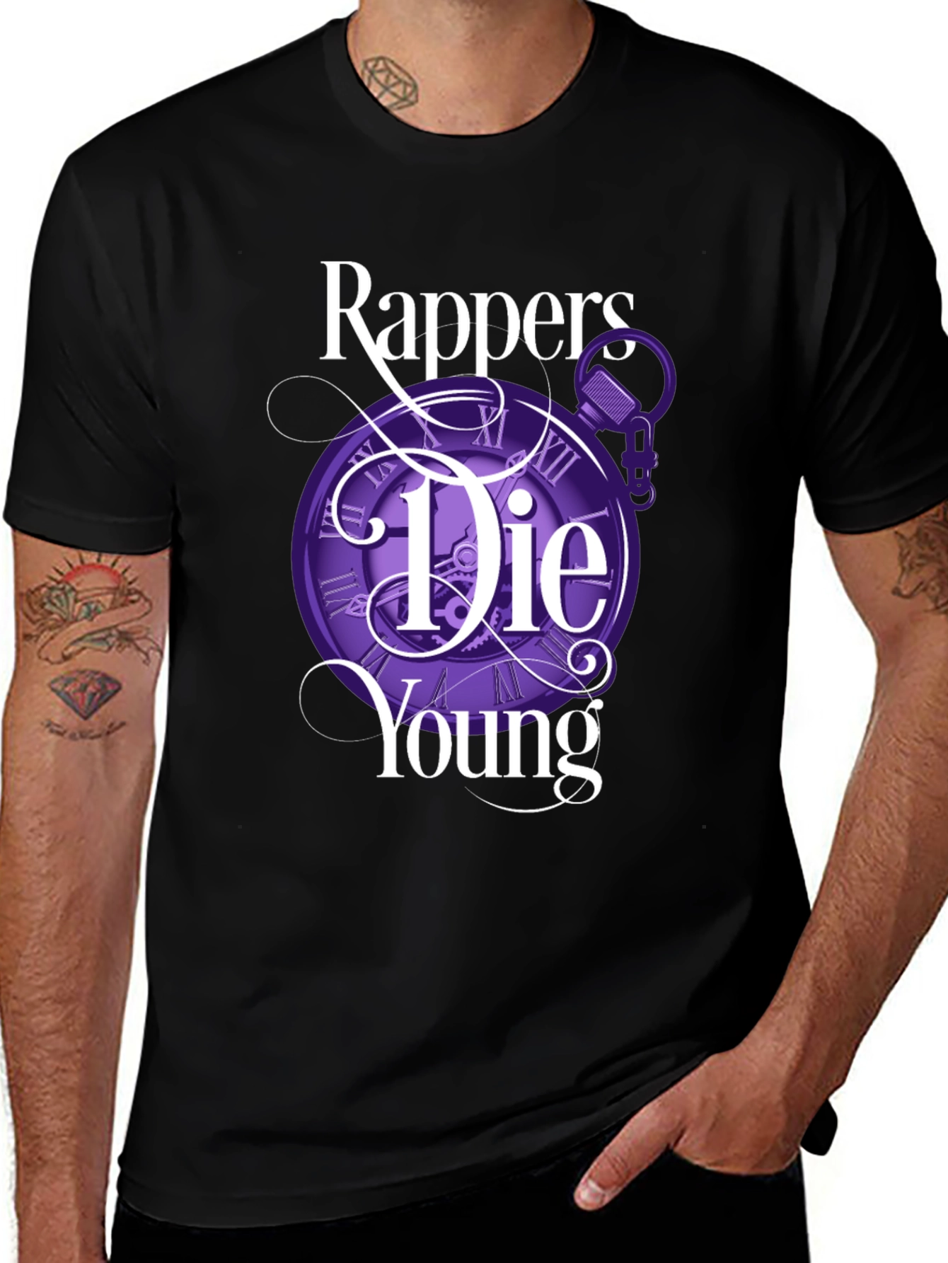 Rappers Die Young Graphic Tee - Black