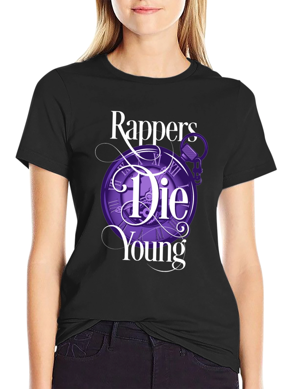 Rappers Die Young Graphic Tee - Black