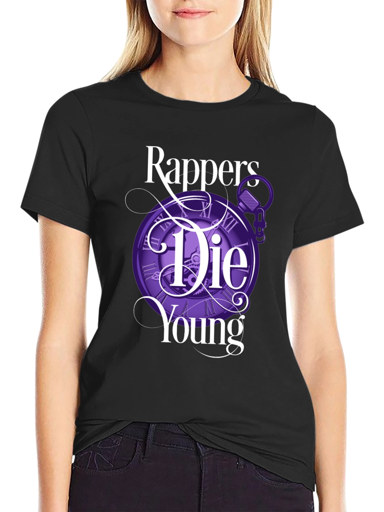 Rappers Die Young Graphic Tee - Black