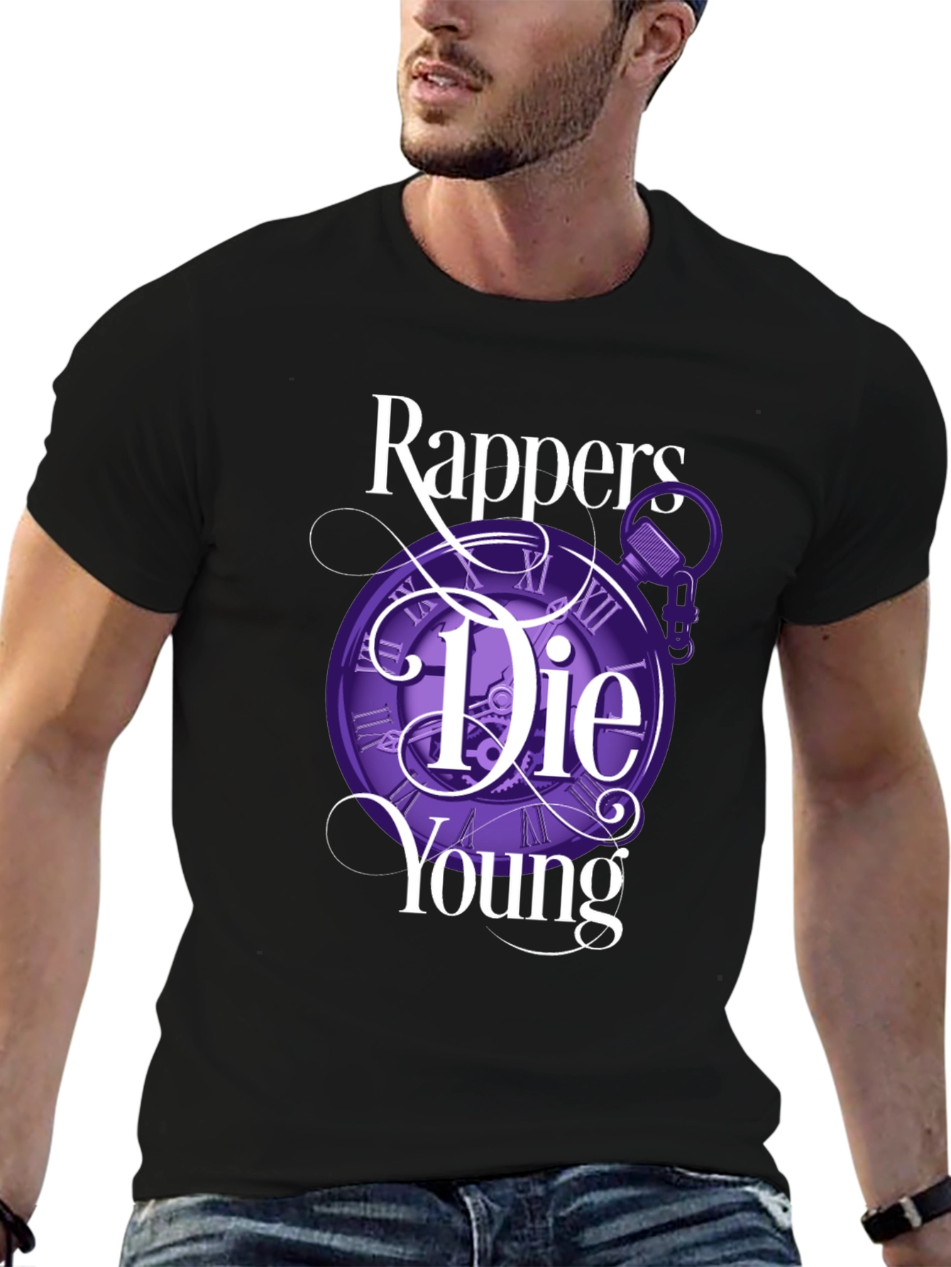 Rappers Die Young Graphic Tee - Black