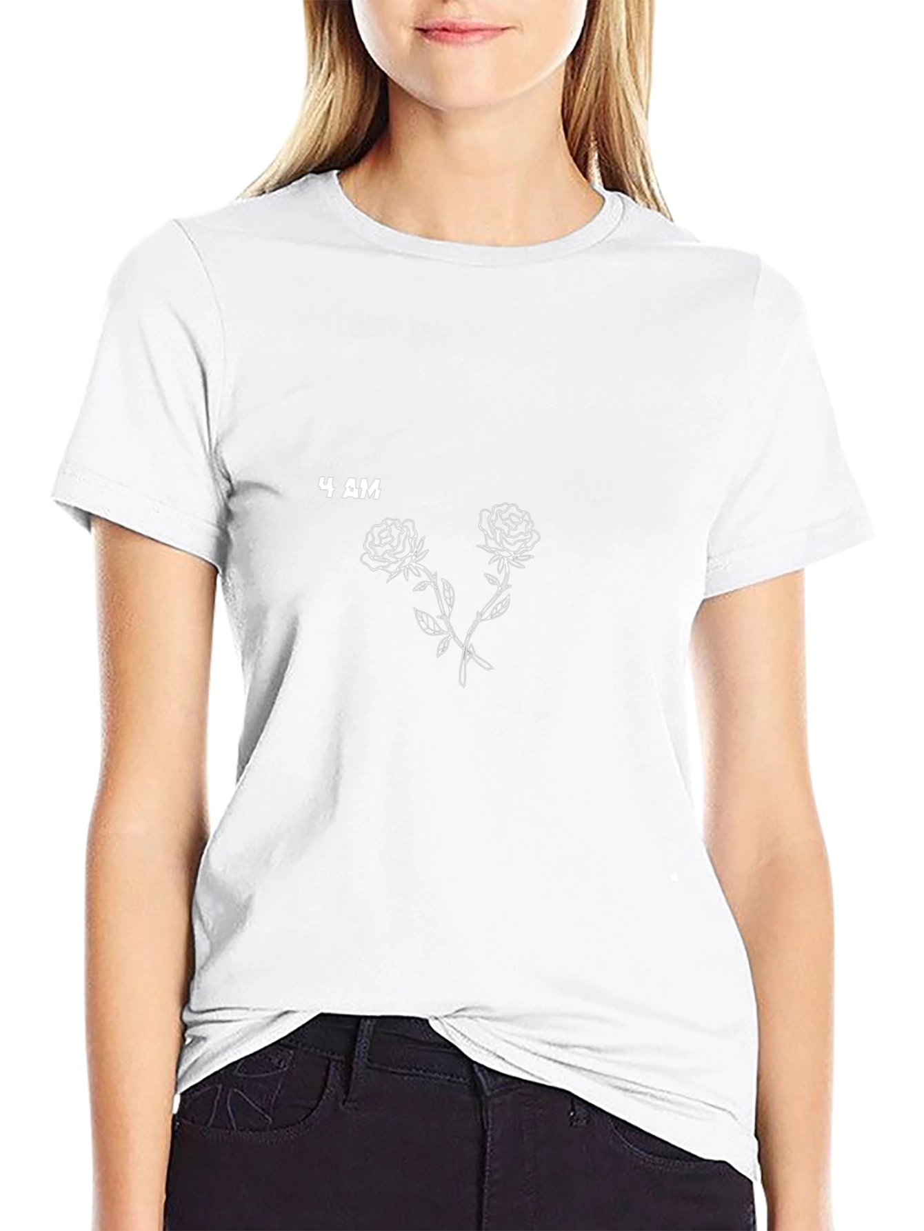 4 AM Rose Graphic Black T-Shirt