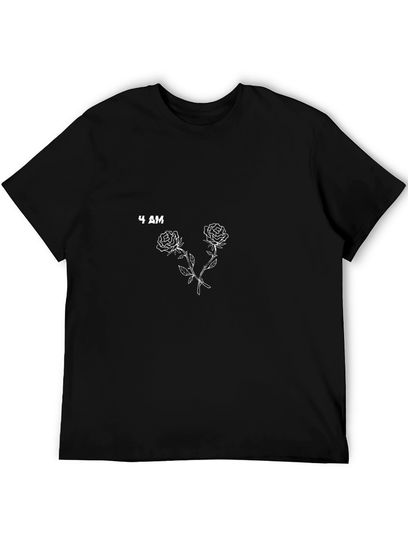 4 AM Rose Graphic Black T-Shirt