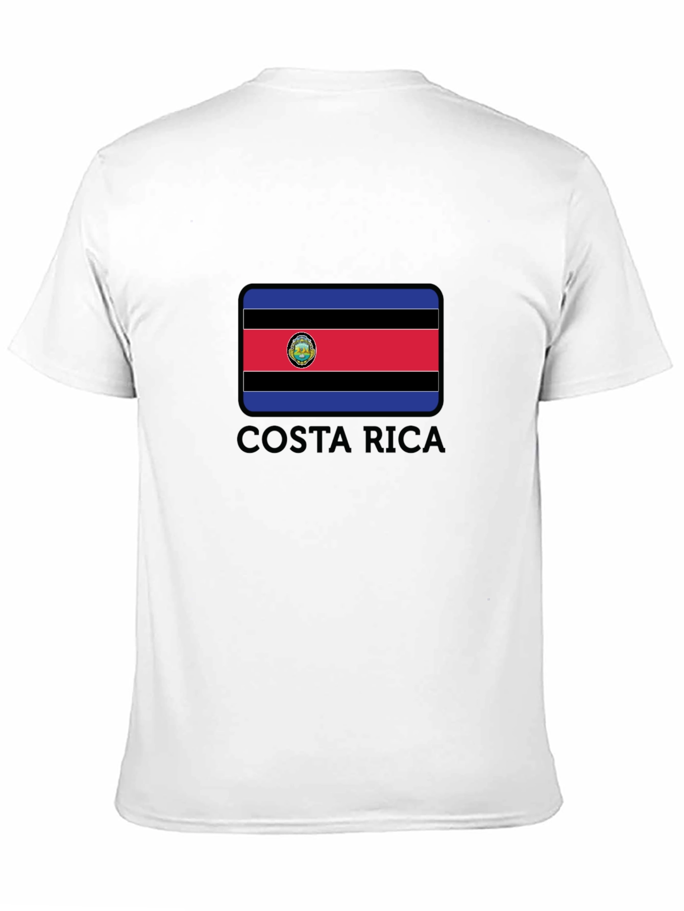 Costa Rica Flag Graphic Tee - Black Crew Neck T-Shirt