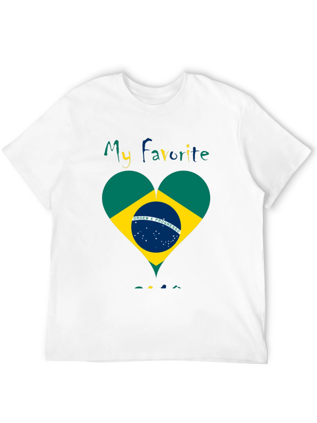 Brazil Flag Heart T-Shirt - My Favorite Country Tee