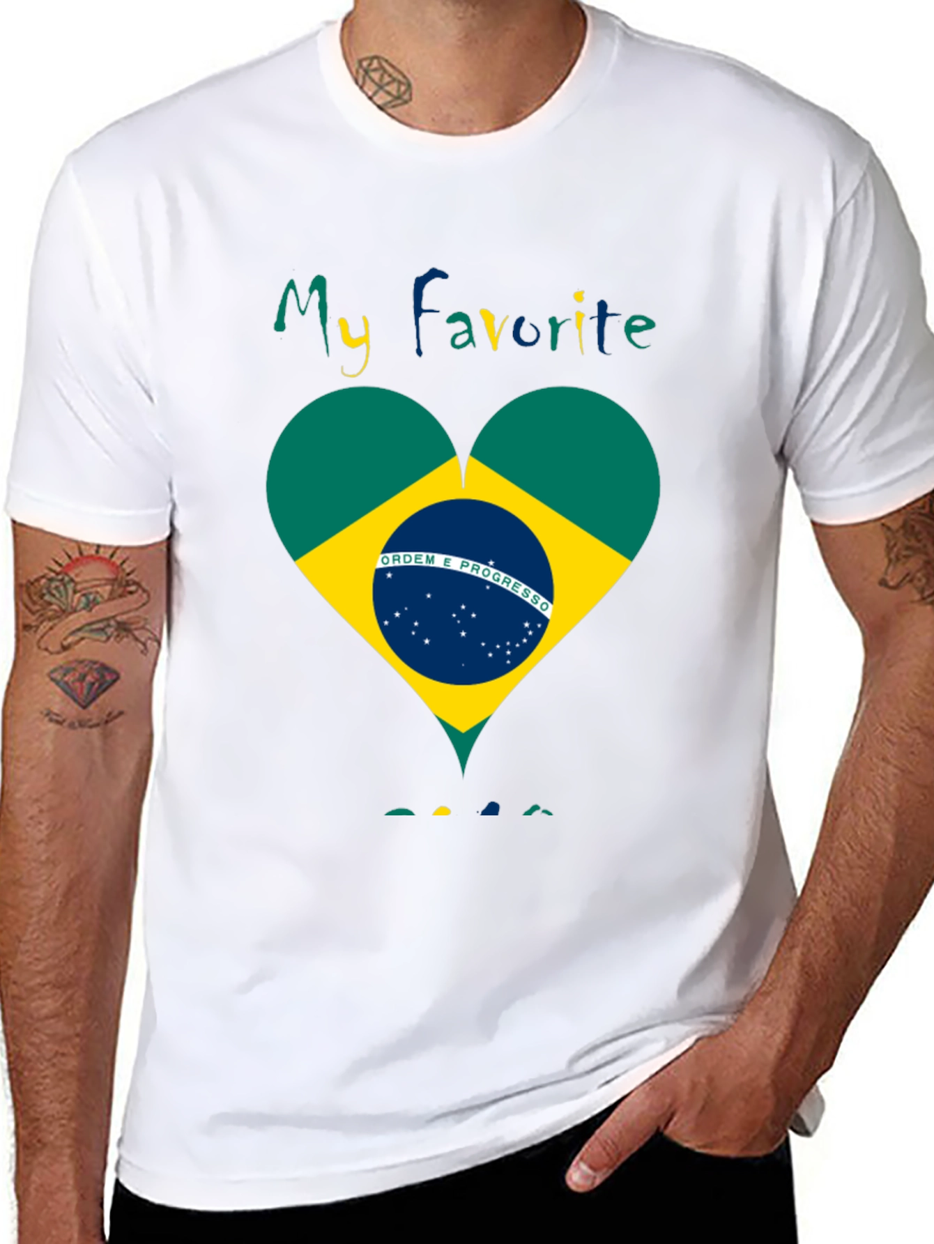 Brazil Flag Heart T-Shirt - My Favorite Country Tee