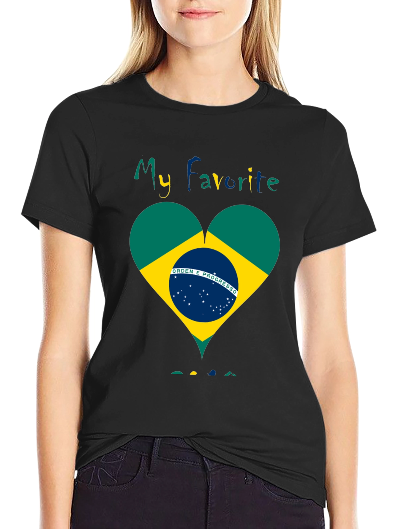 Brazil Flag Heart T-Shirt - My Favorite Country Tee
