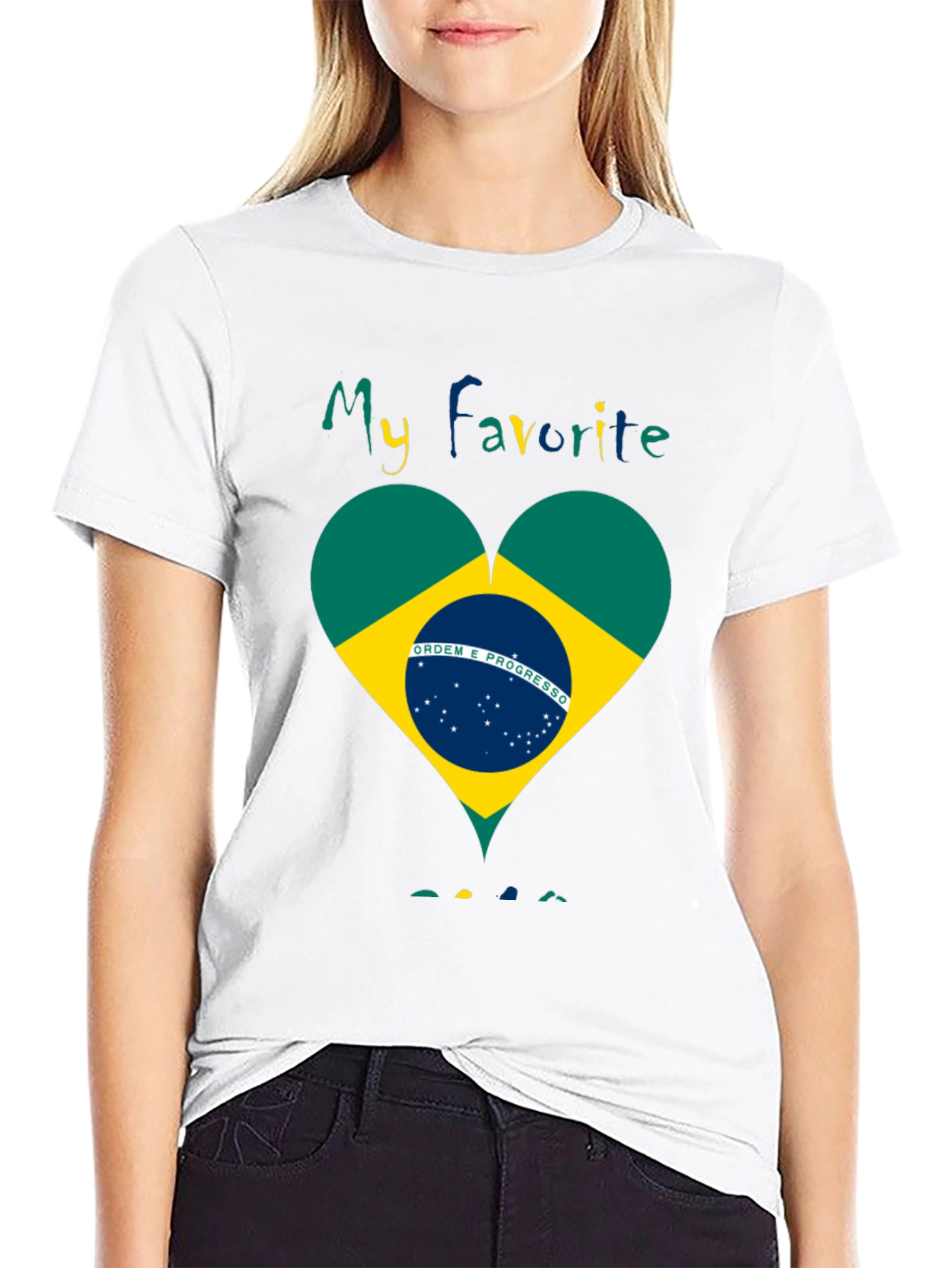 Brazil Flag Heart T-Shirt - My Favorite Country Tee