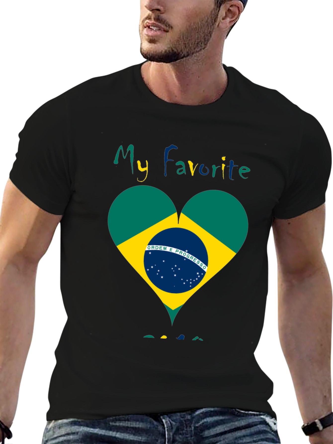 Brazil Flag Heart T-Shirt - My Favorite Country Tee
