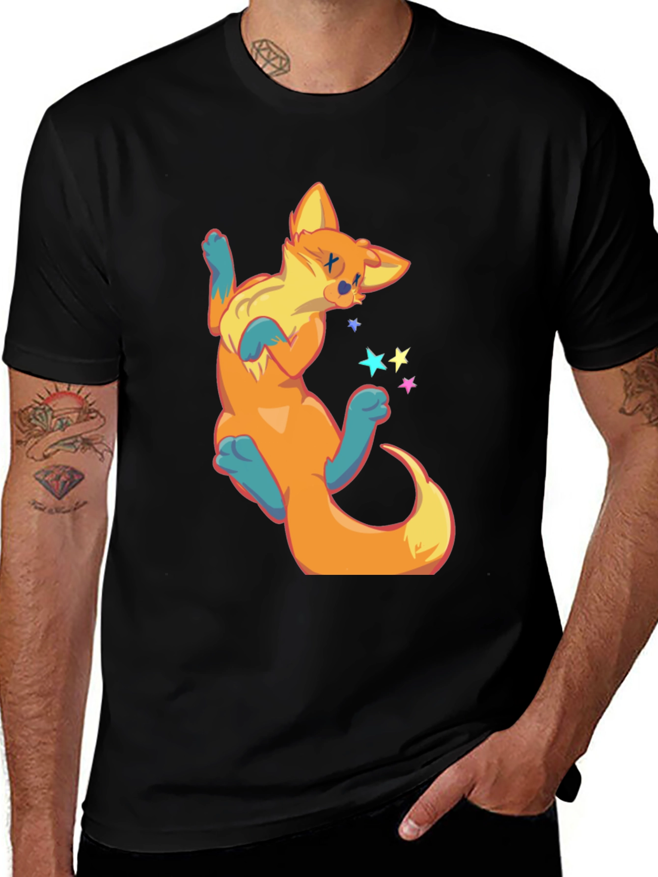 Cartoon Fox Graphic T-Shirt