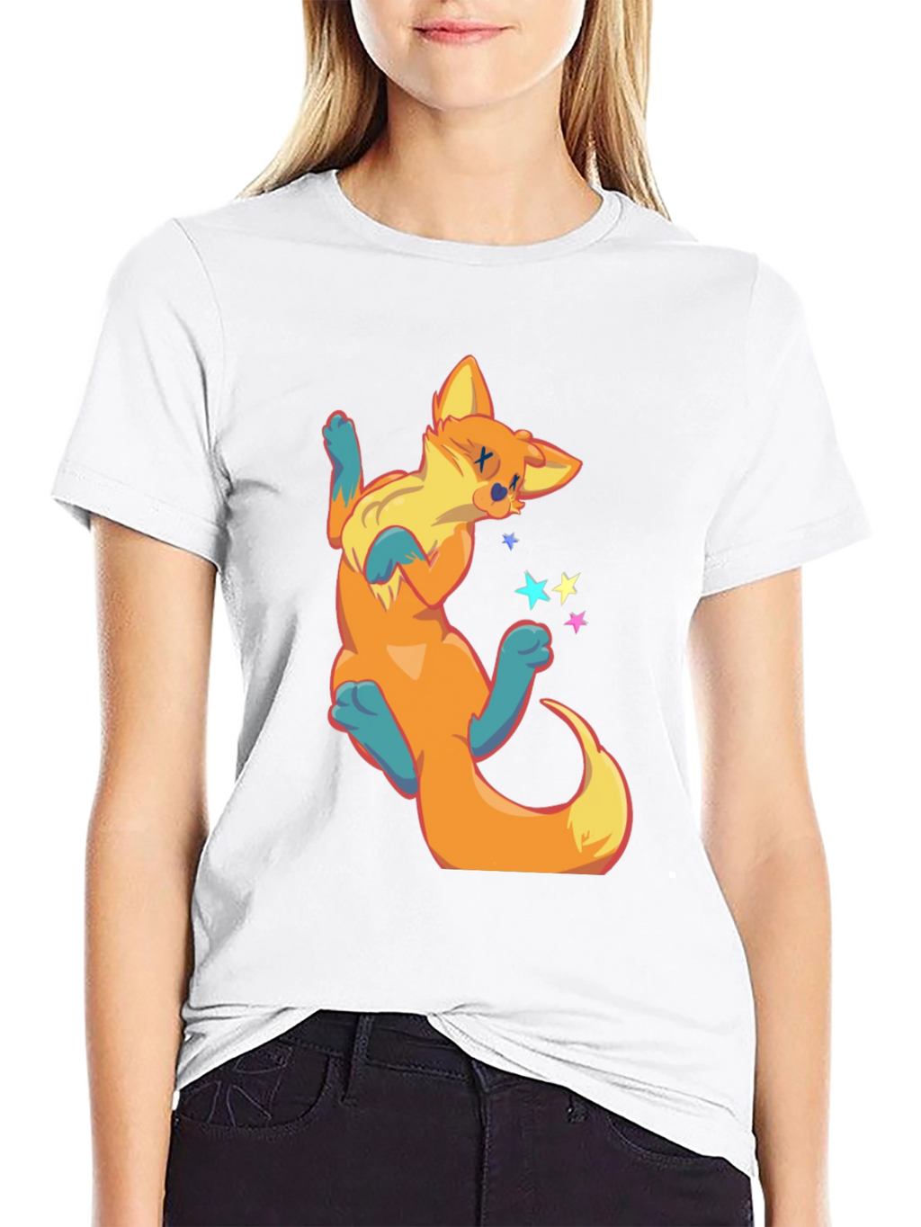Cartoon Fox Graphic T-Shirt