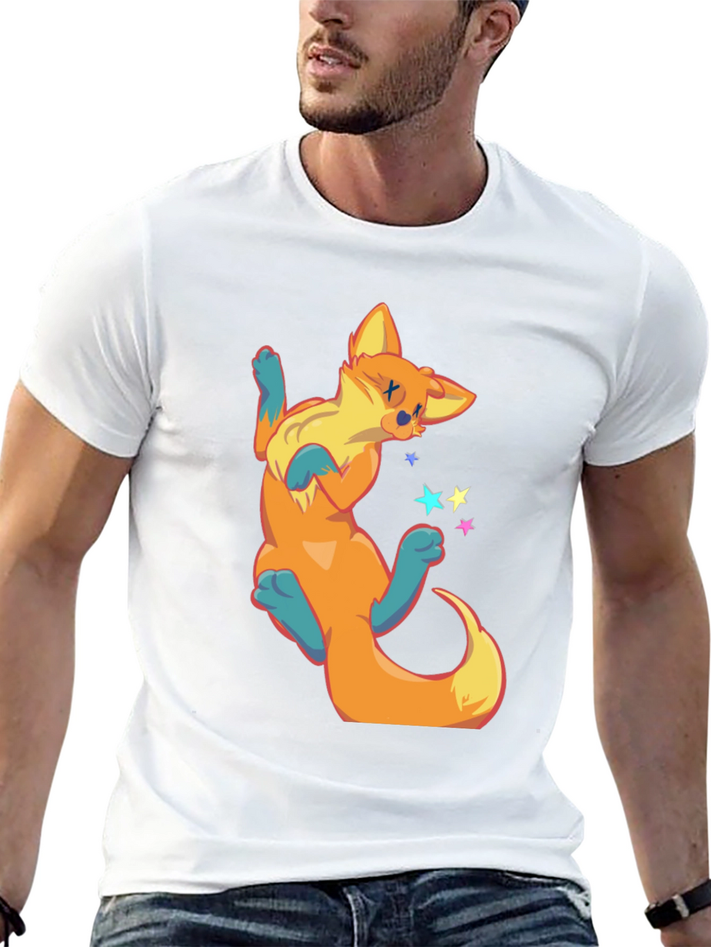 Cartoon Fox Graphic T-Shirt