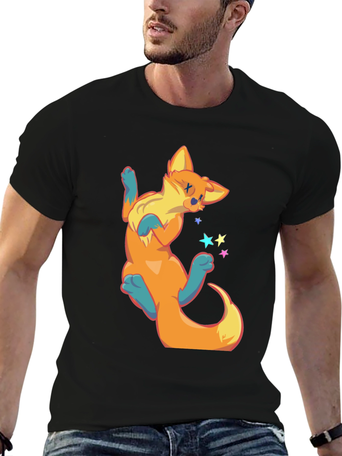 Cartoon Fox Graphic T-Shirt
