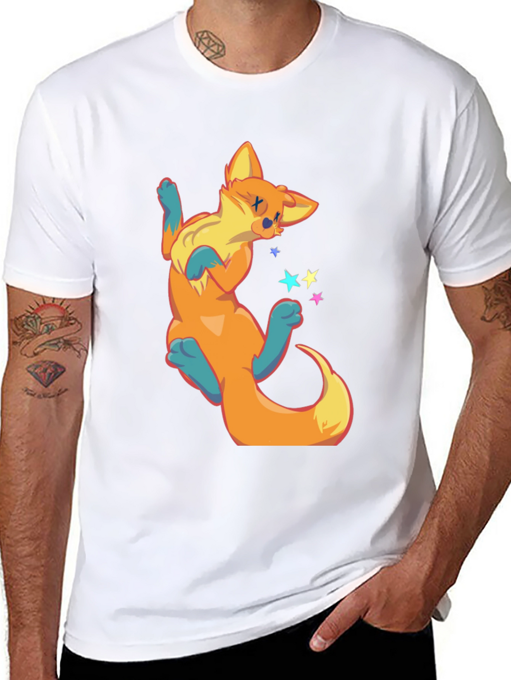 Cartoon Fox Graphic T-Shirt