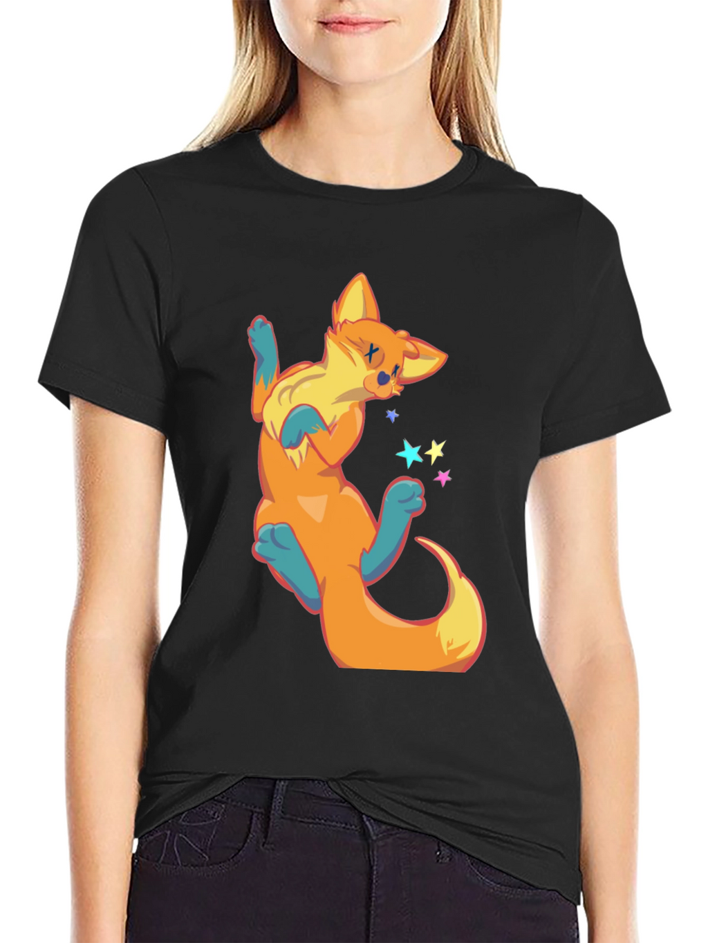 Cartoon Fox Graphic T-Shirt
