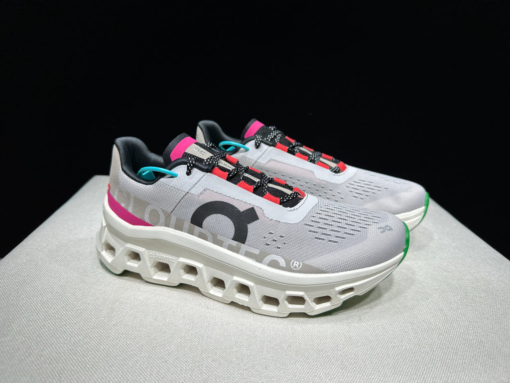 On Running Cloudmonster Sneakers Silver Gray | Orange Pink