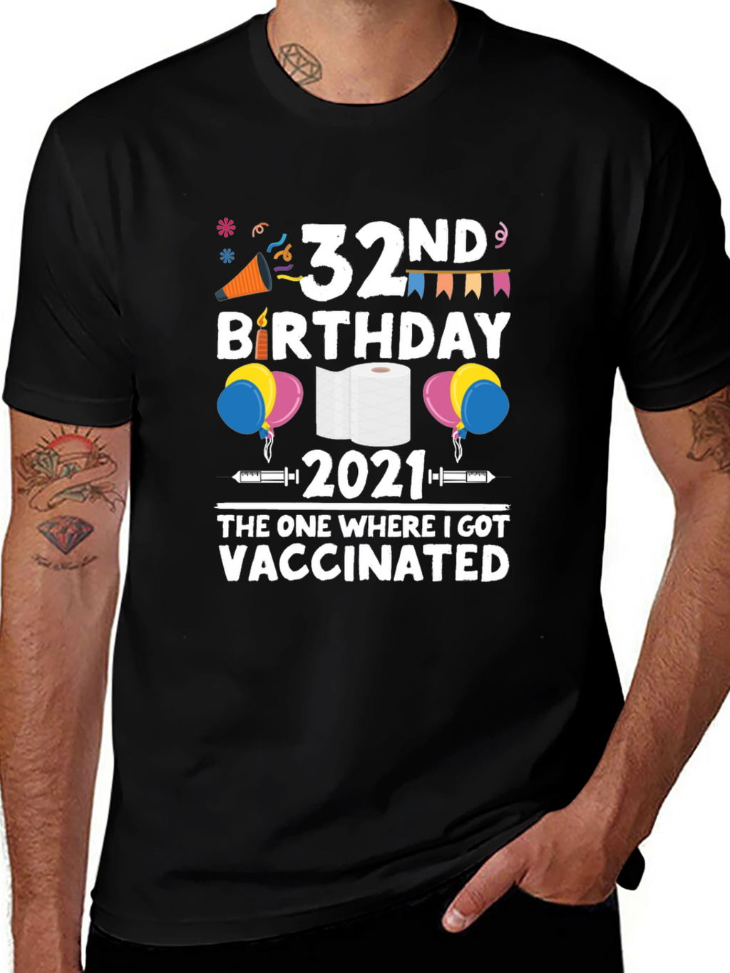 32nd Birthday 2021 Vaccinated T-Shirt