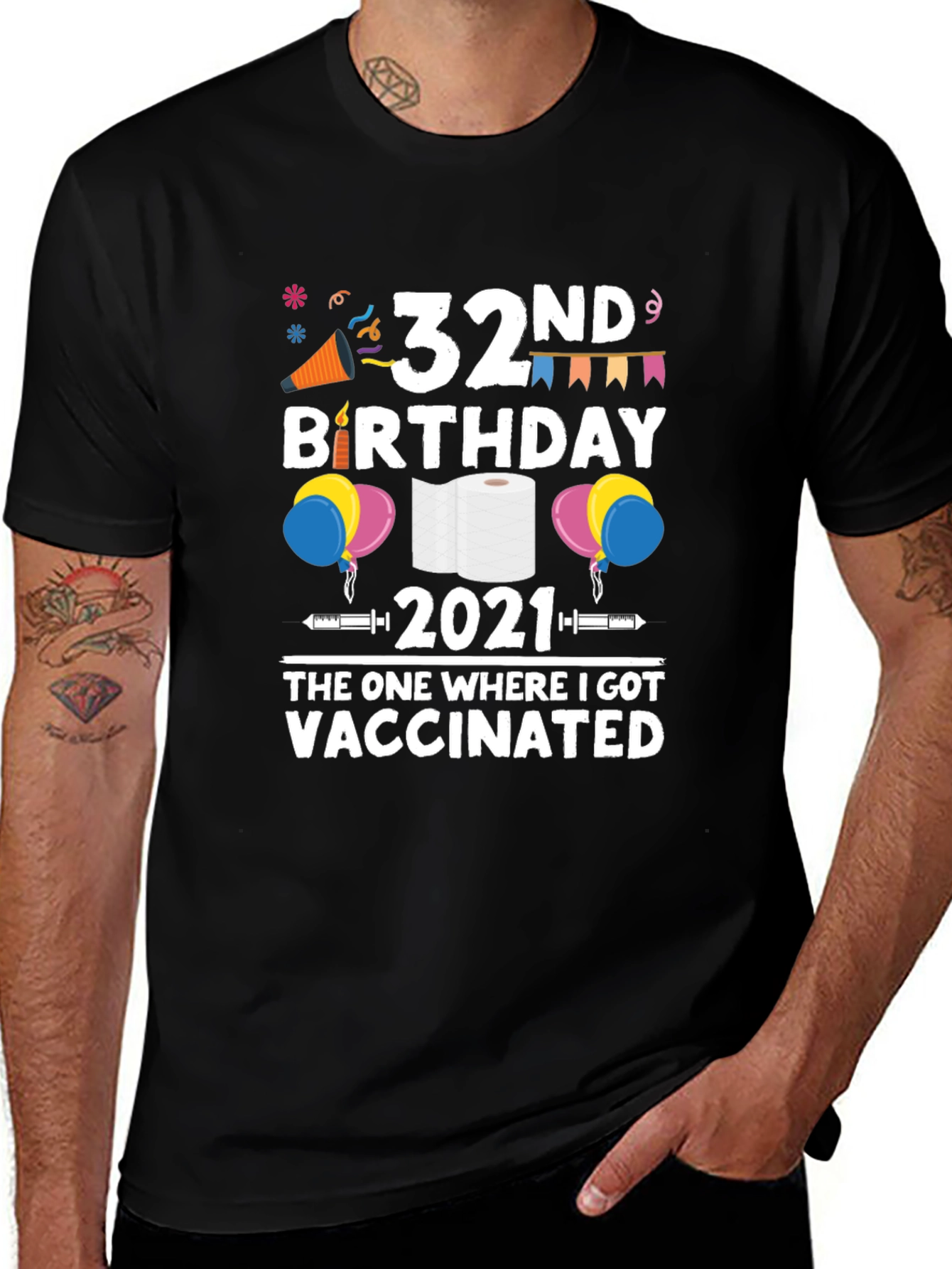 32nd Birthday 2021 Vaccinated T-Shirt