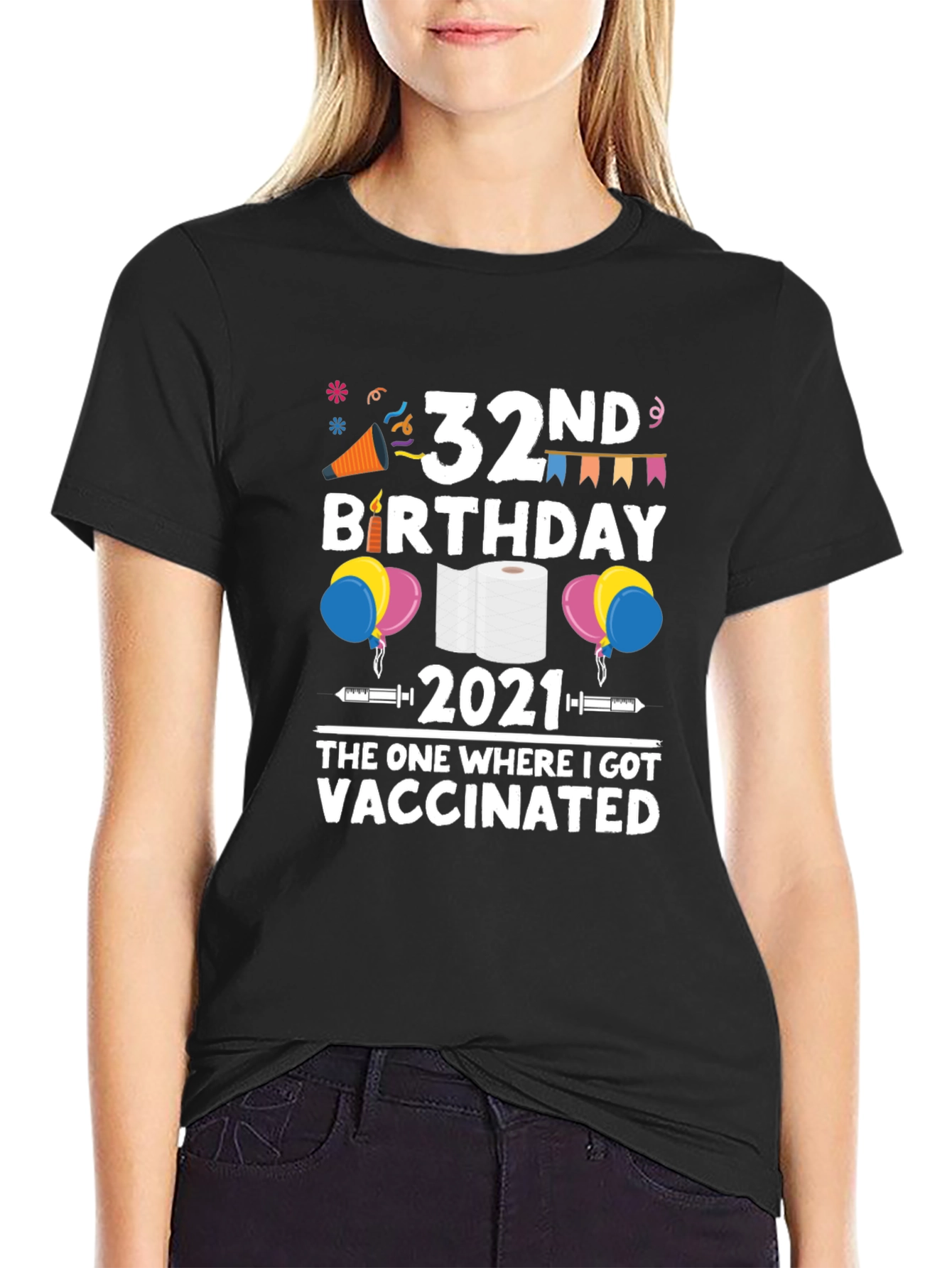 32nd Birthday 2021 Vaccinated T-Shirt