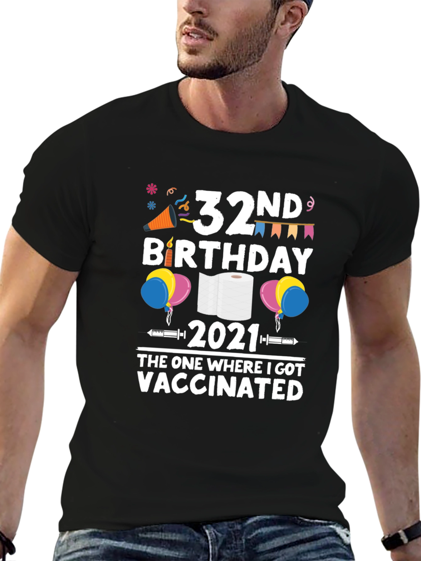 32nd Birthday 2021 Vaccinated T-Shirt