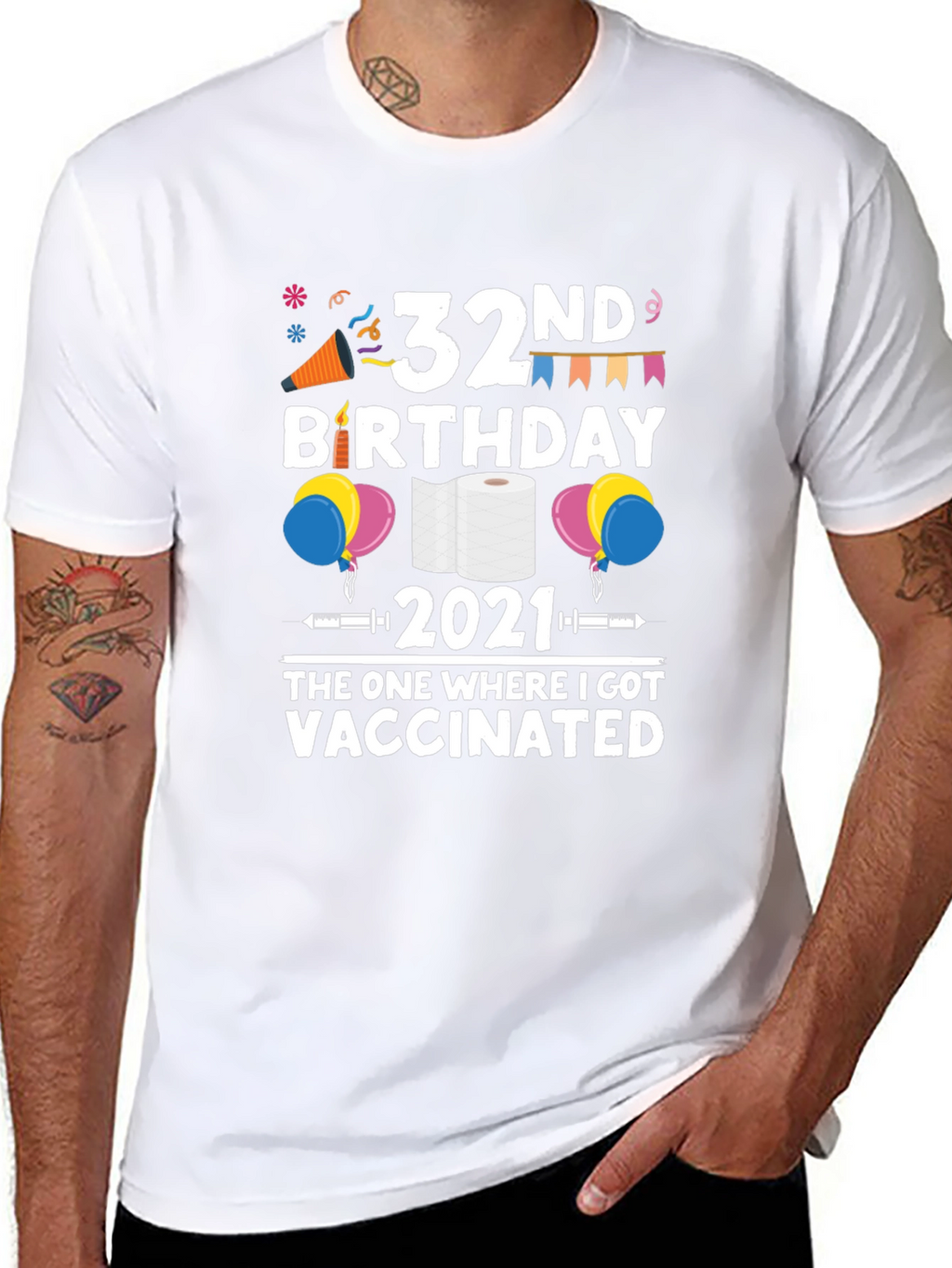 32nd Birthday 2021 Vaccinated T-Shirt